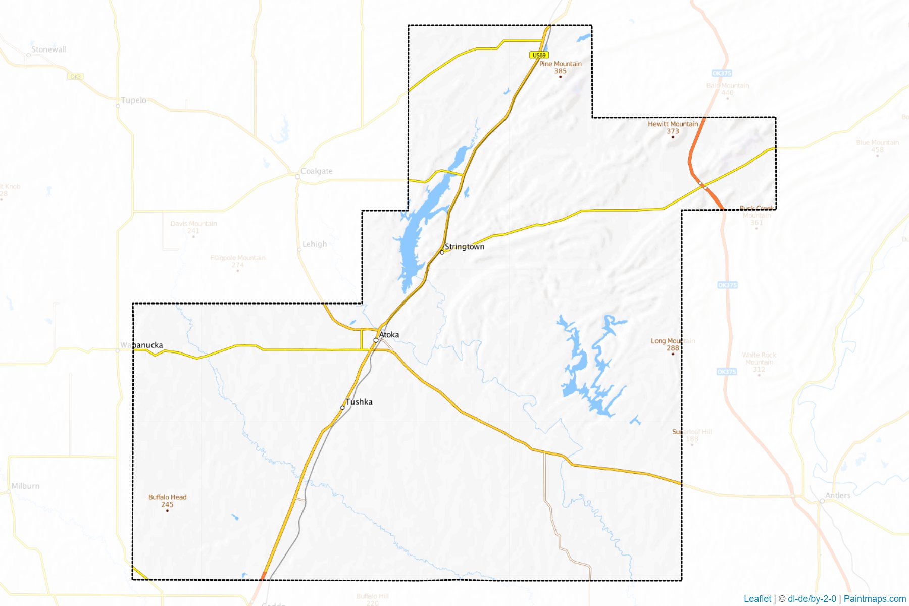 Atoka ilçesi (Oklahoma) Haritası Örnekleri-1