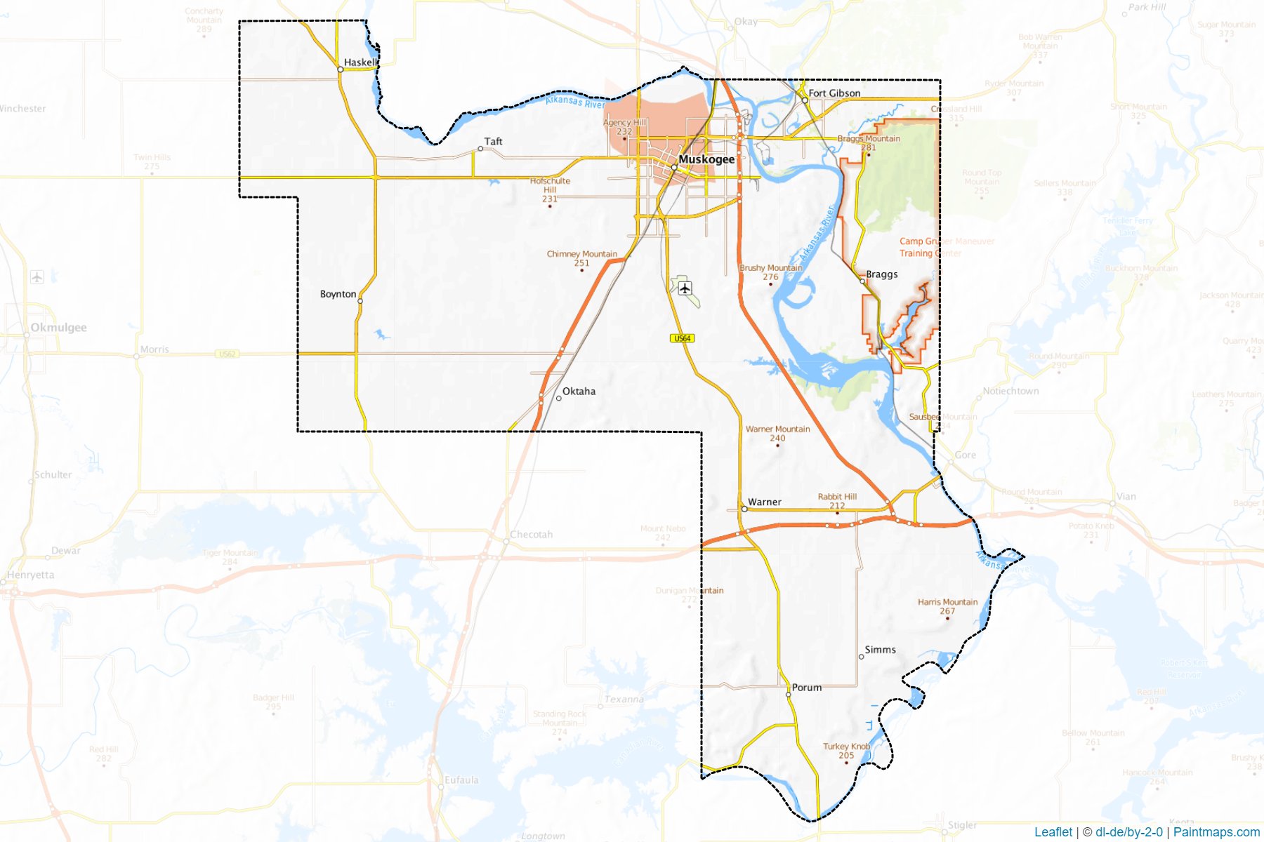 Muskogee (Oklahoma) Map Cropping Samples-1