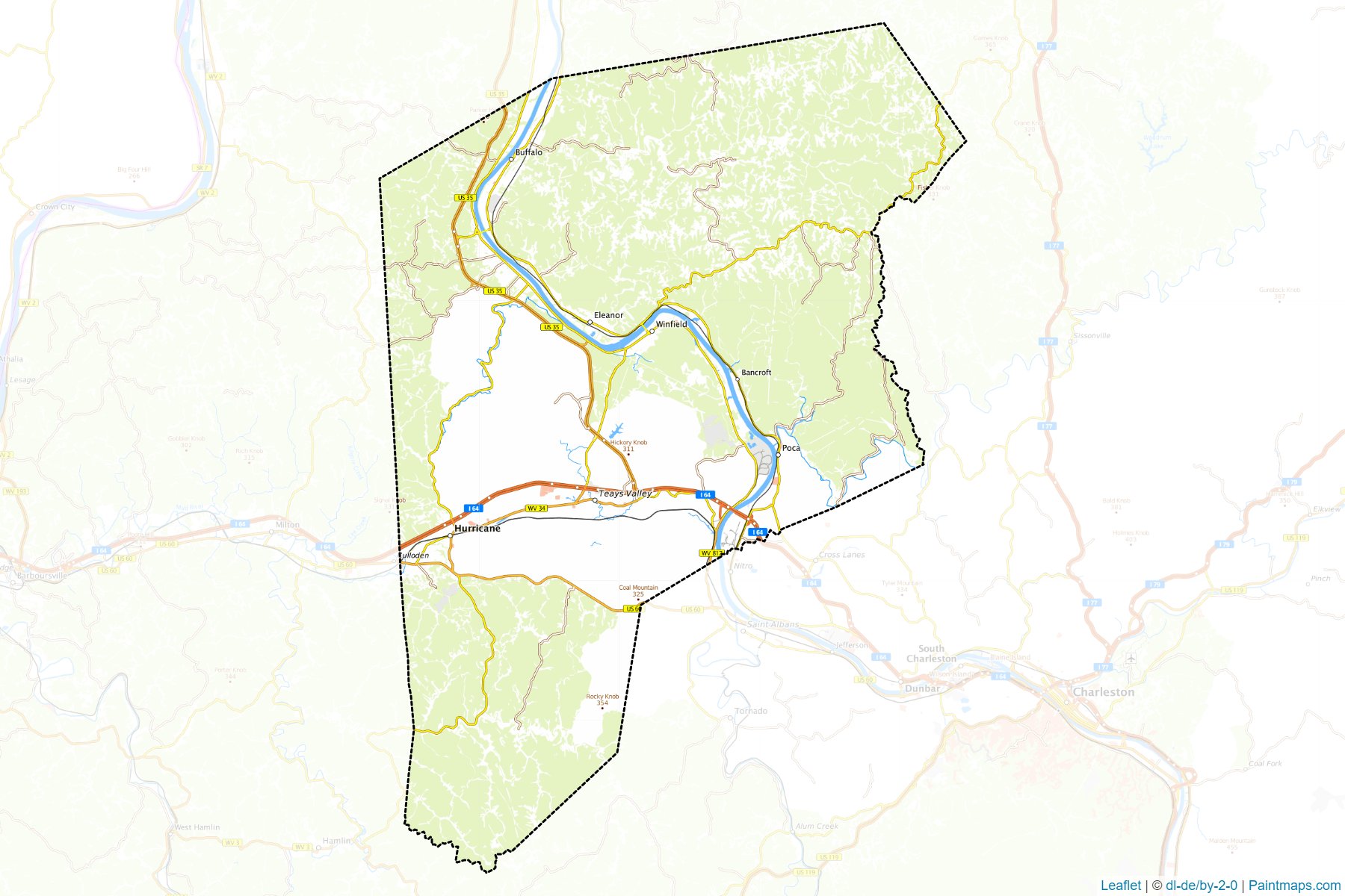 Putnam County (Batı Virginia) Haritası Örnekleri-1