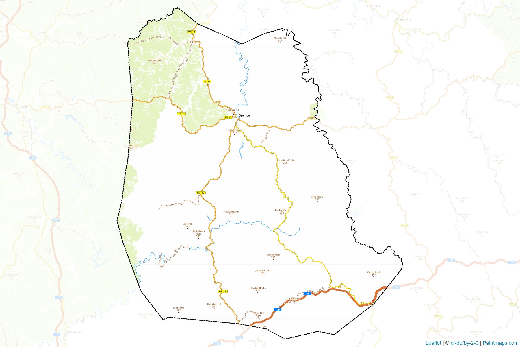 Muestras de recorte de mapas Roane (West Virginia)-1