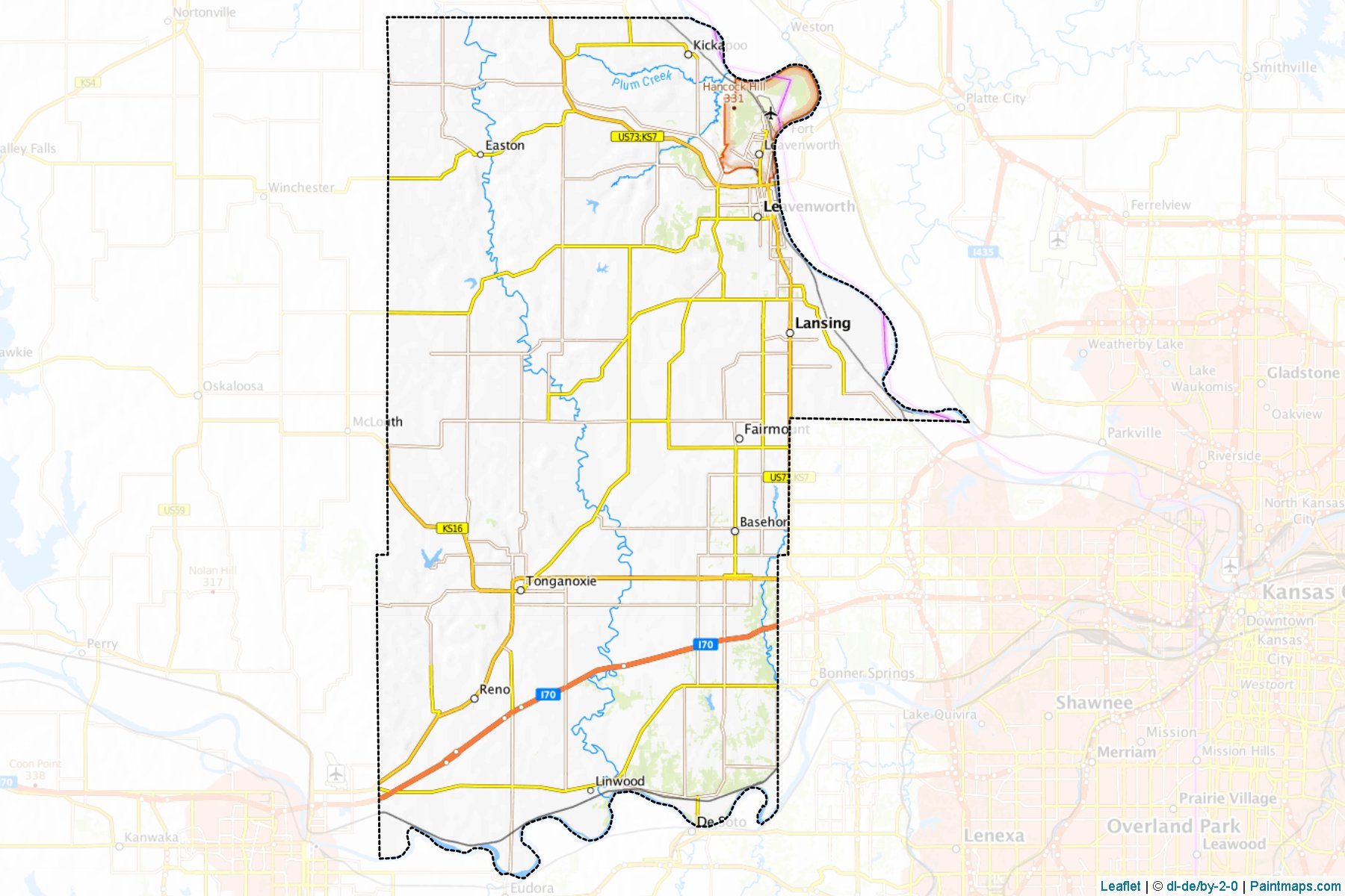 Muestras de recorte de mapas Leavenworth (Kansas)-1