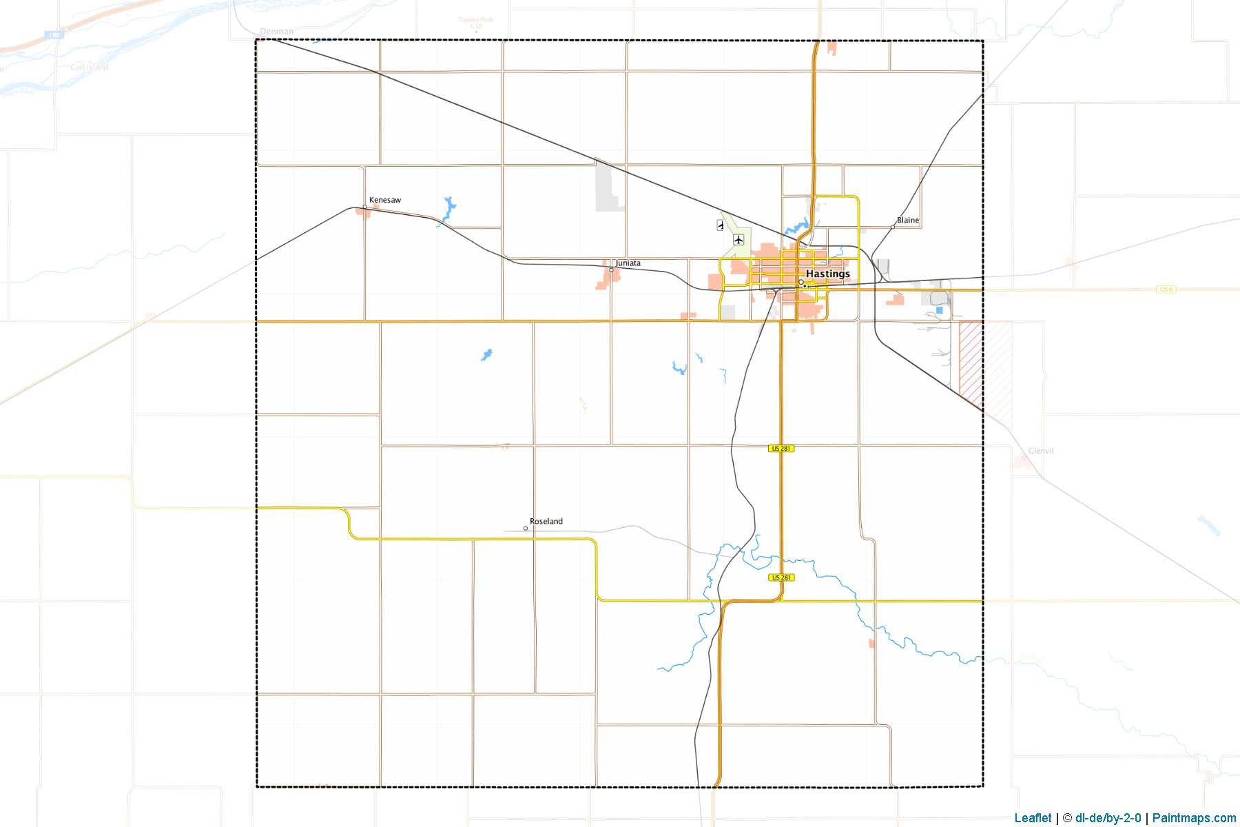 Muestras de recorte de mapas Adams (Nebraska)-1