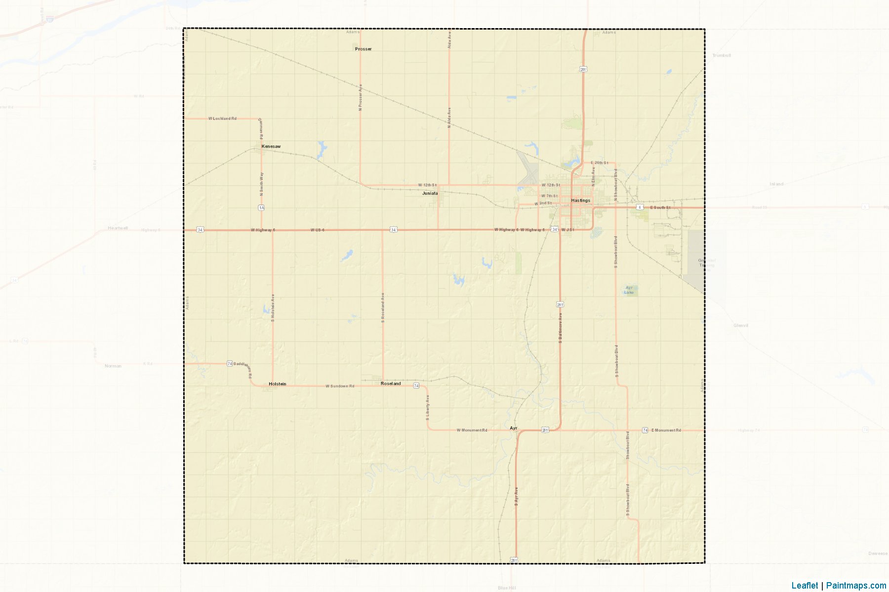 Muestras de recorte de mapas Adams (Nebraska)-2