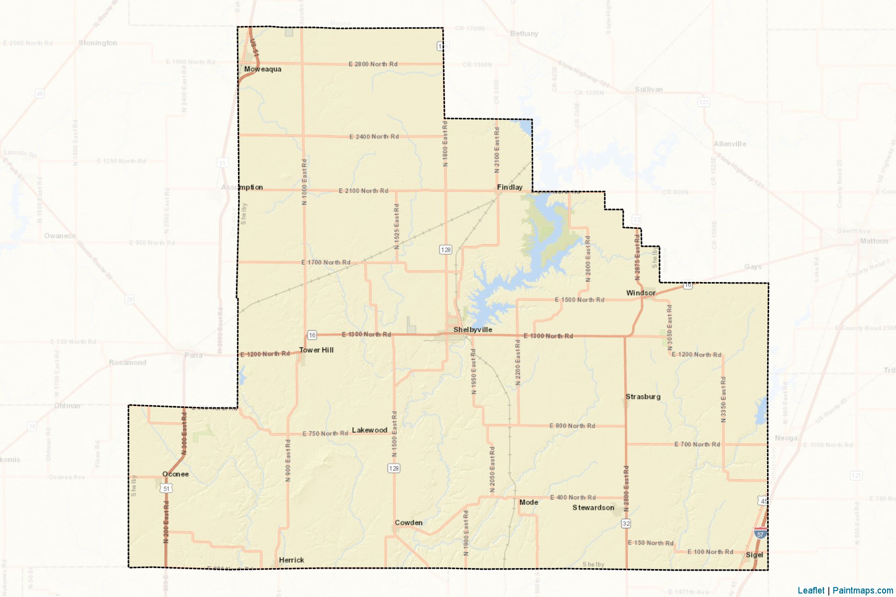 Muestras de recorte de mapas Shelby (Illinois)-2