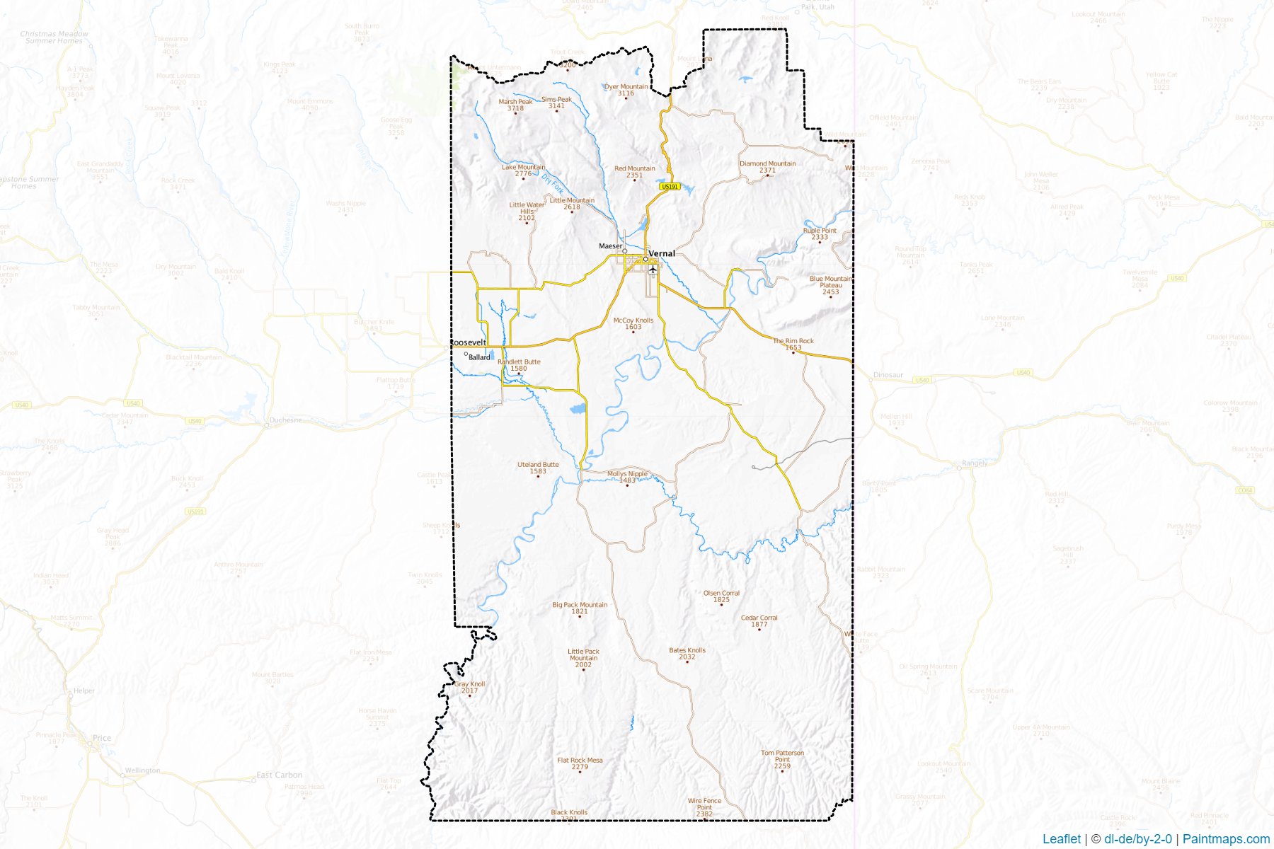 Muestras de recorte de mapas Uintah (Utah)-1