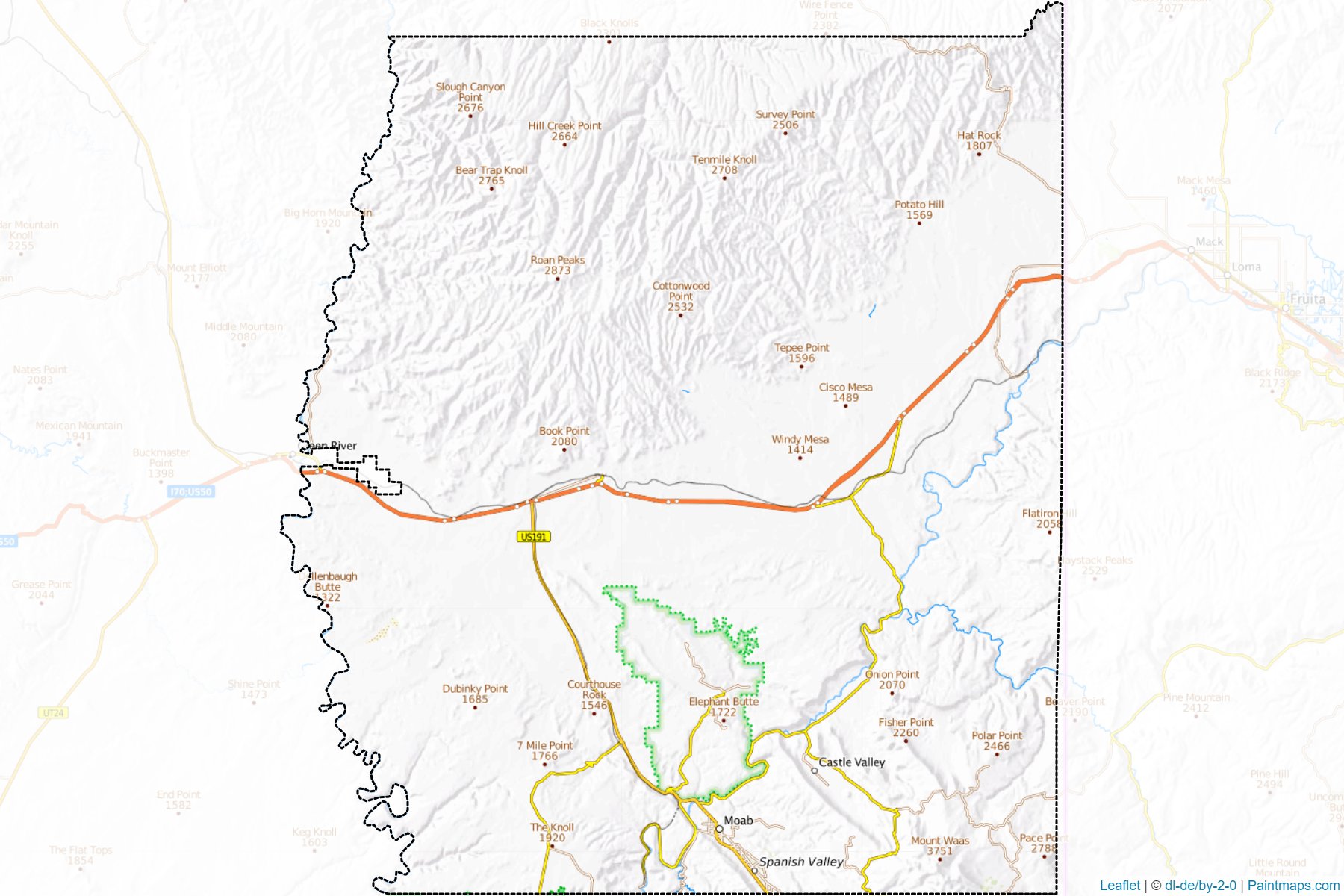 Muestras de recorte de mapas Grand (Utah)-1