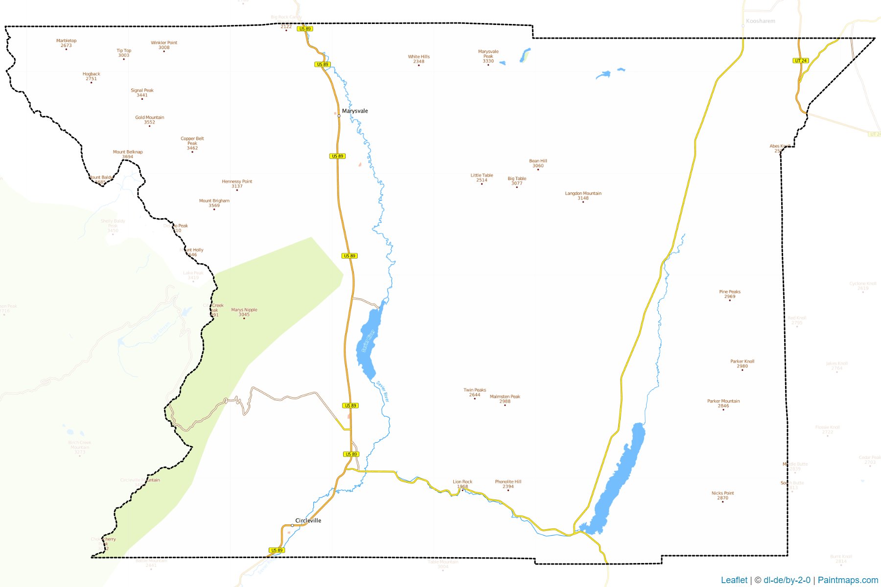 Muestras de recorte de mapas Piute (Utah)-1