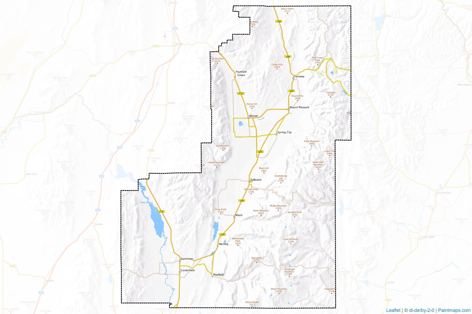 Muestras de recorte de mapas Sanpete (Utah)-1