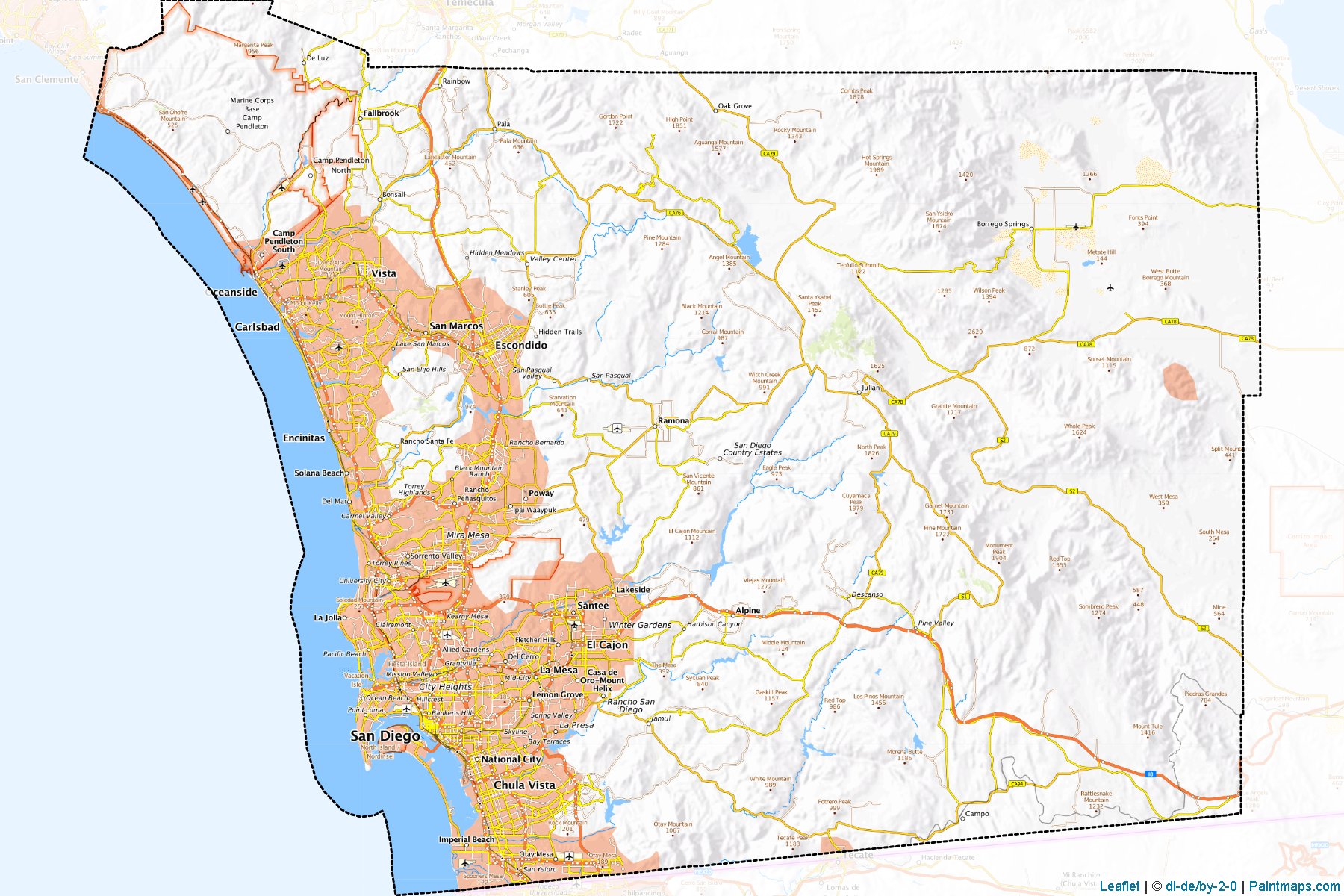 San Diego County (Kaliforniya) Haritası Örnekleri-1