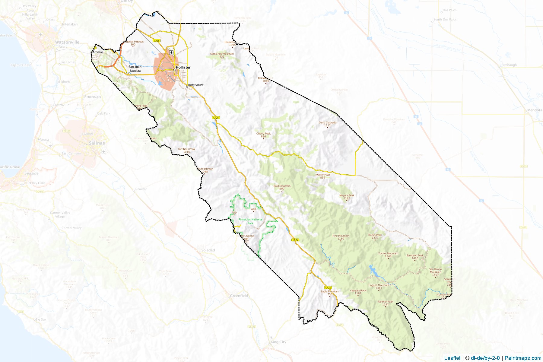 Muestras de recorte de mapas San Benito (California)-1