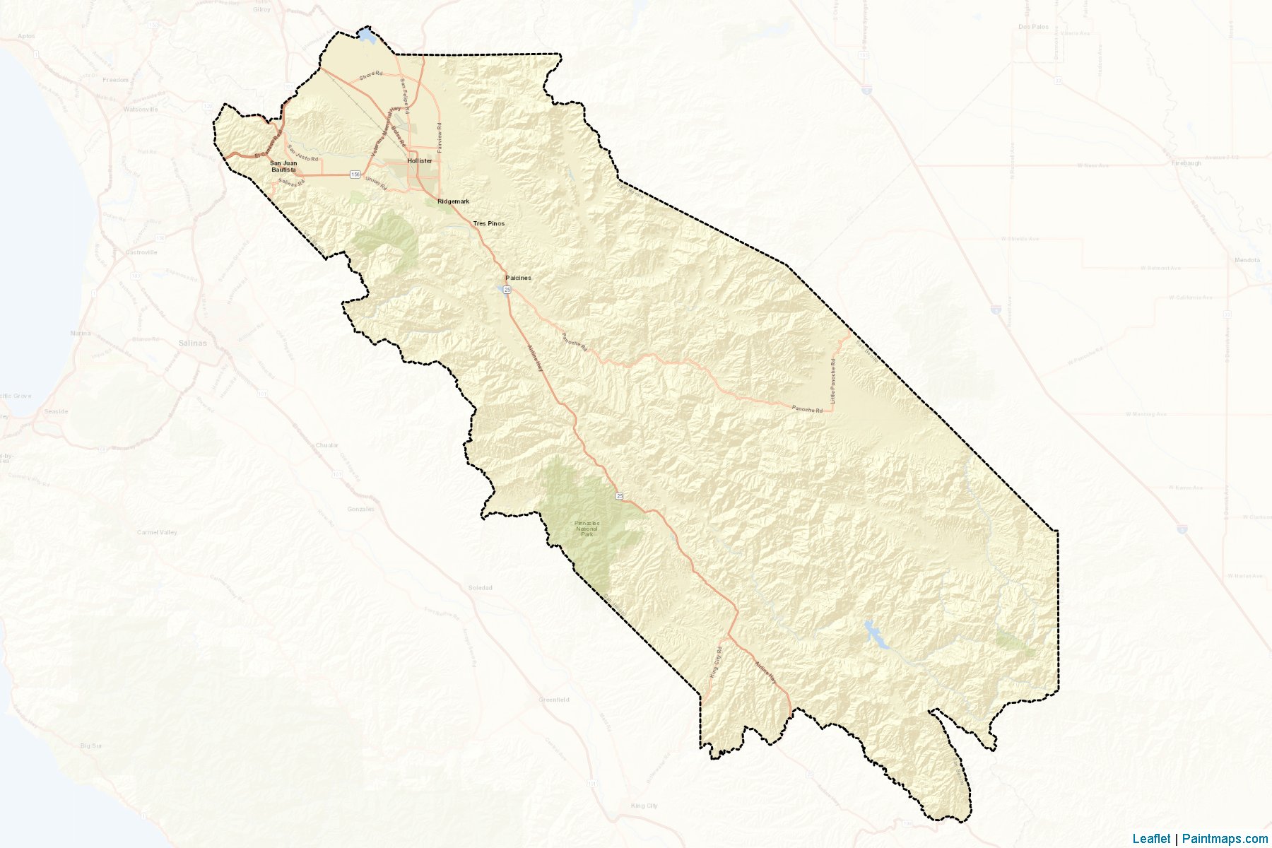 Muestras de recorte de mapas San Benito (California)-2