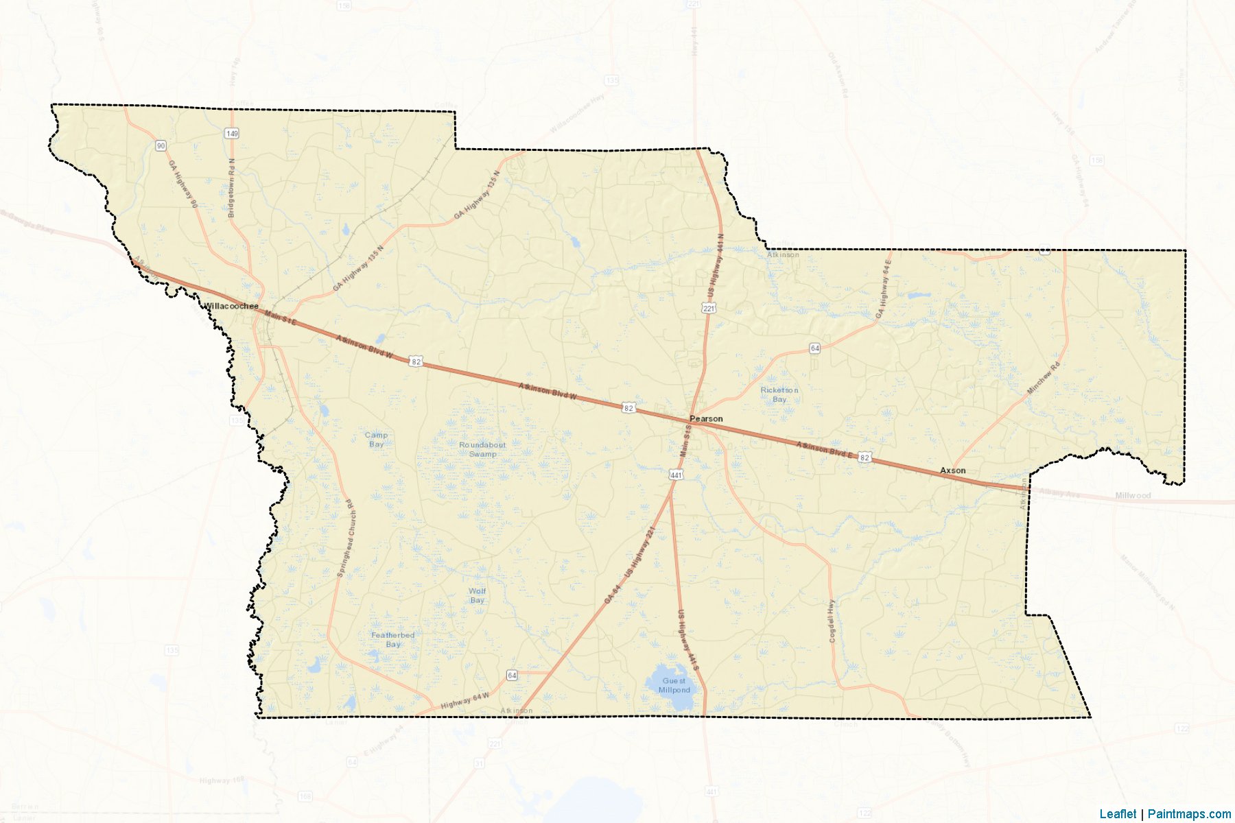 Muestras de recorte de mapas Atkinson (Georgia)-2