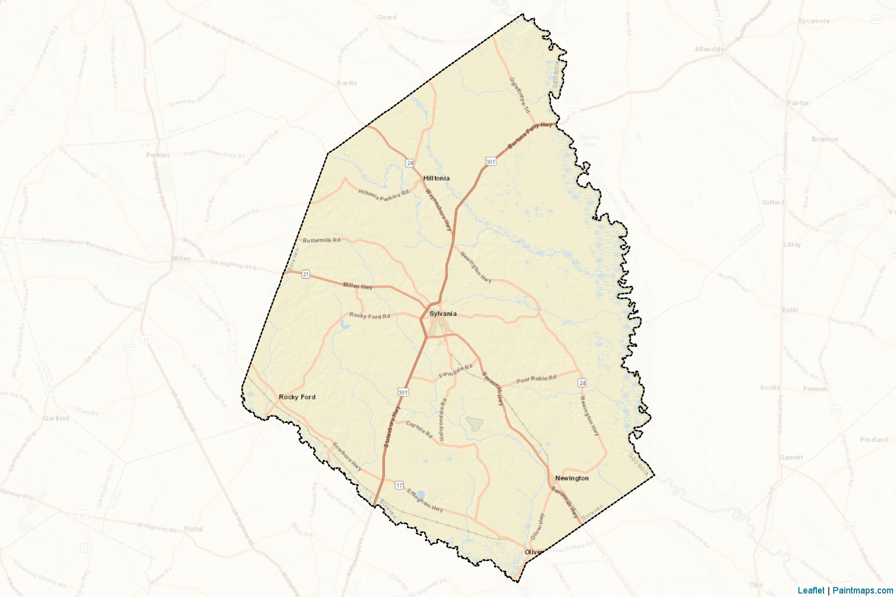 Screven (Georgia) Map Cropping Samples-2