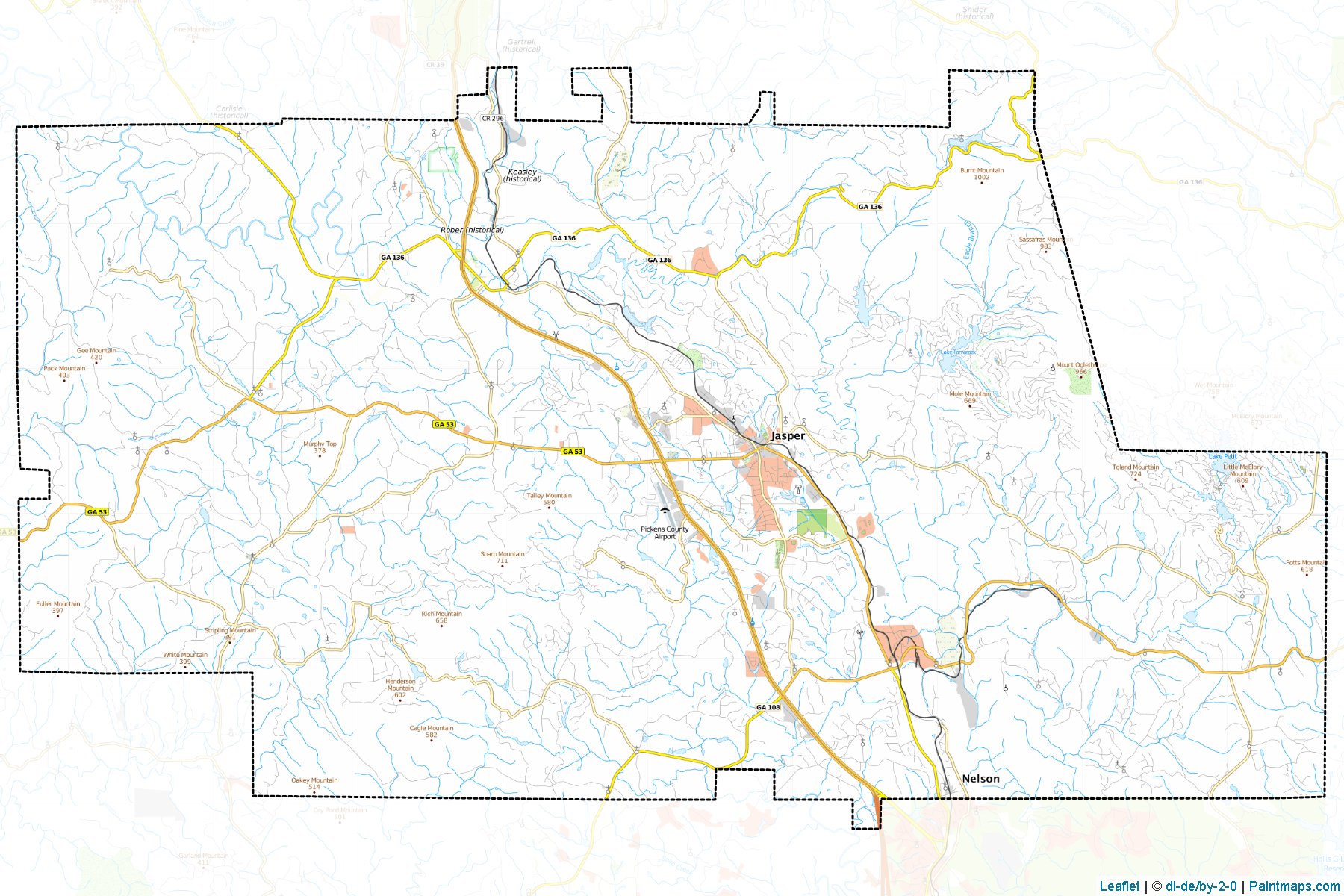 Pickens County (Georgia) Haritası Örnekleri-1