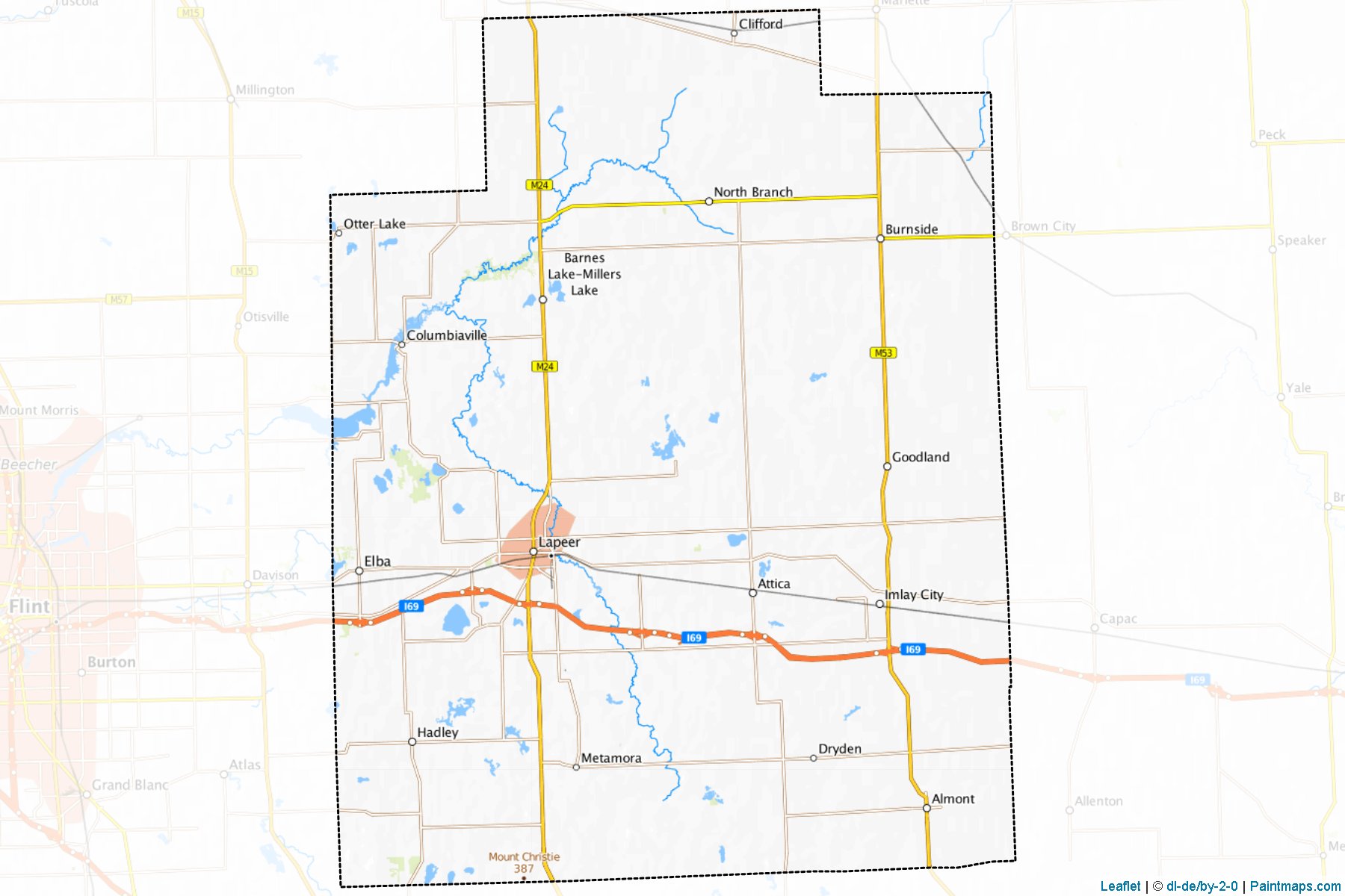 Muestras de recorte de mapas Lapeer (Michigan)-1