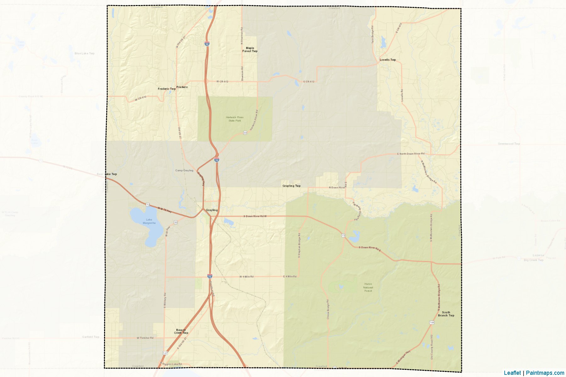 Muestras de recorte de mapas Crawford (Michigan)-2