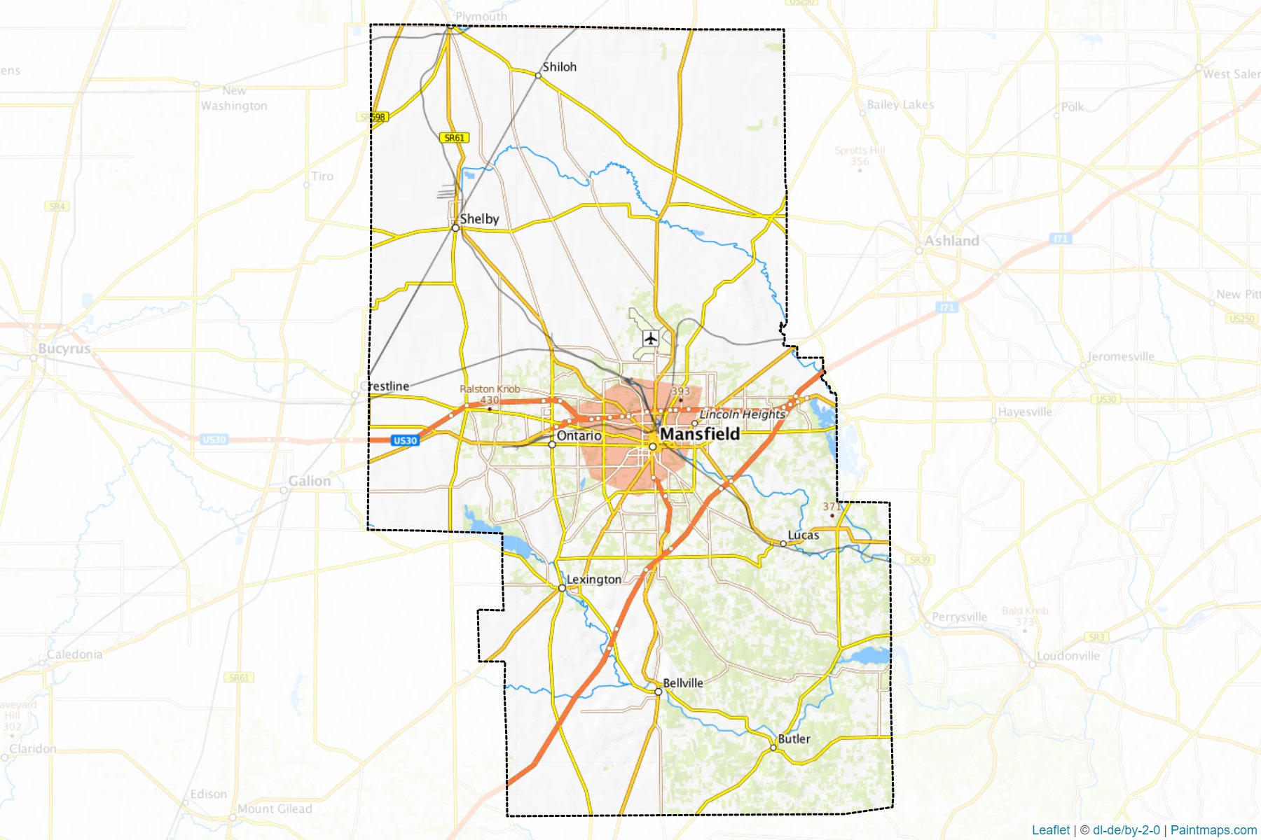 Muestras de recorte de mapas Richland (Ohio)-1