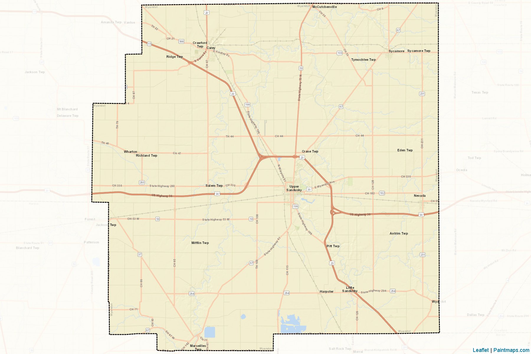 Muestras de recorte de mapas Wyandot (Ohio)-2