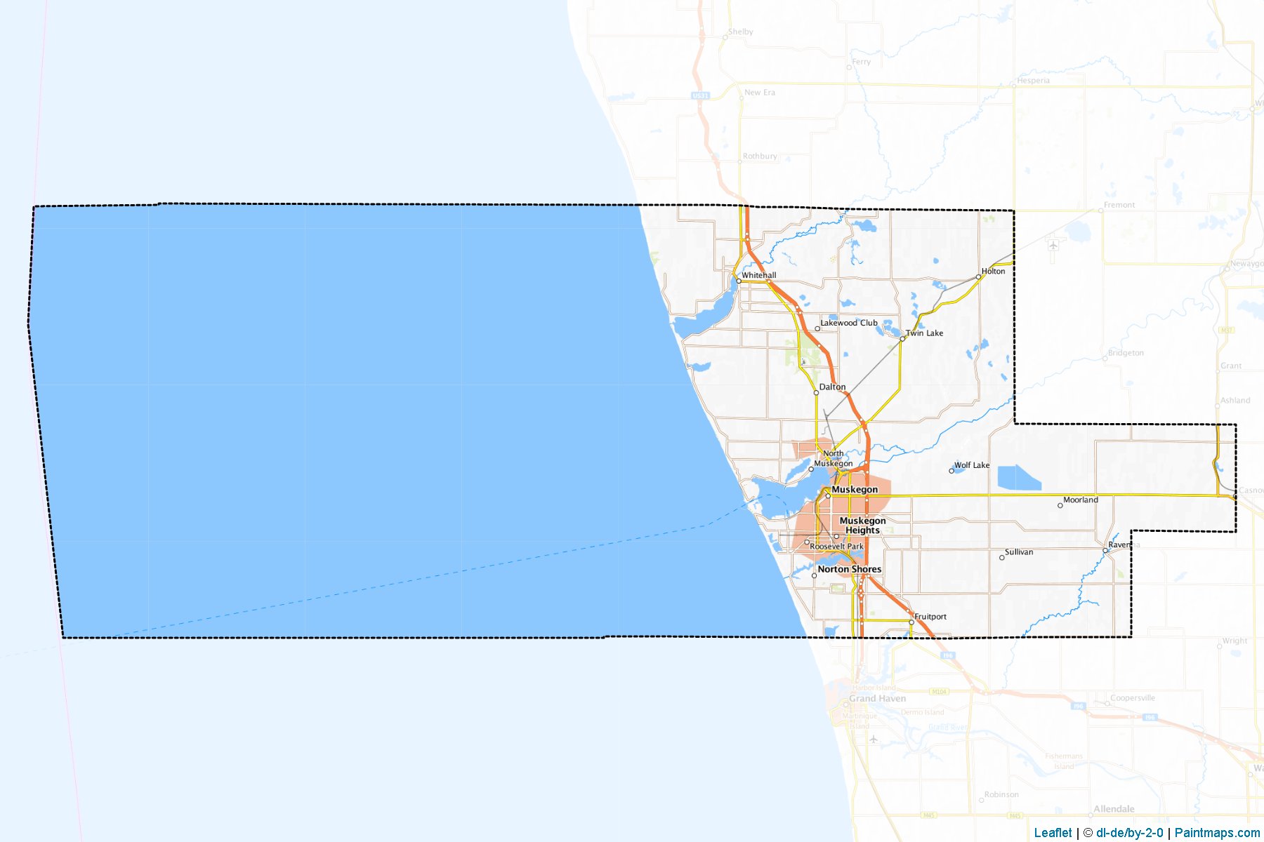 Muestras de recorte de mapas Muskegon (Michigan)-1