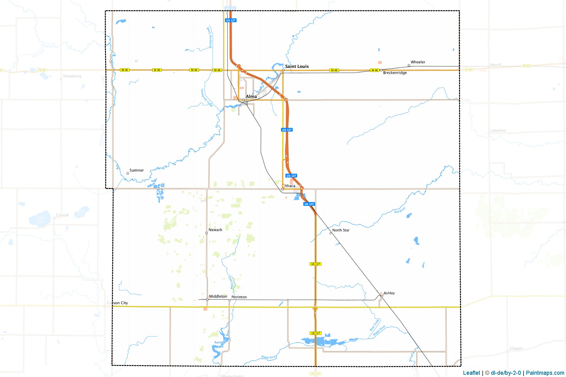 Muestras de recorte de mapas Gratiot (Michigan)-1