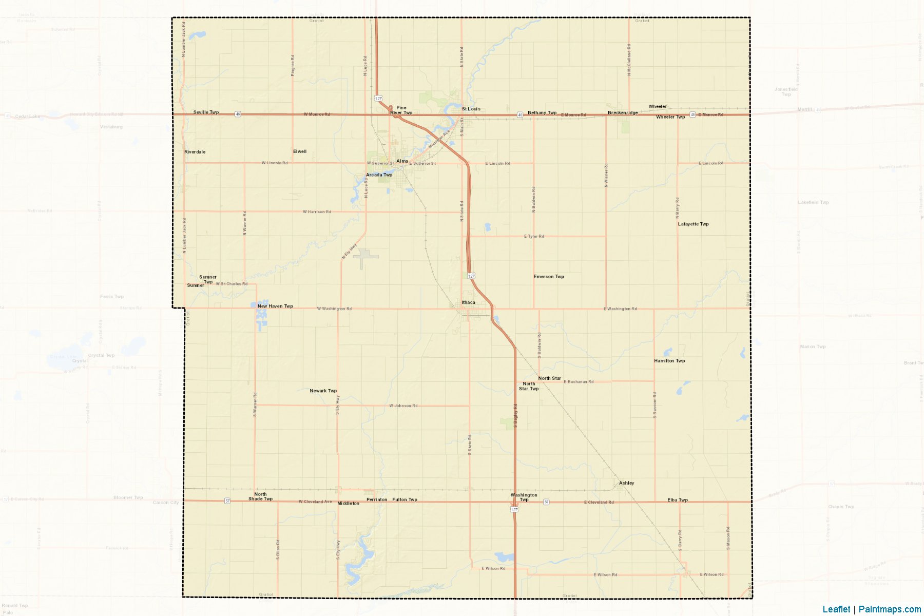 Muestras de recorte de mapas Gratiot (Michigan)-2