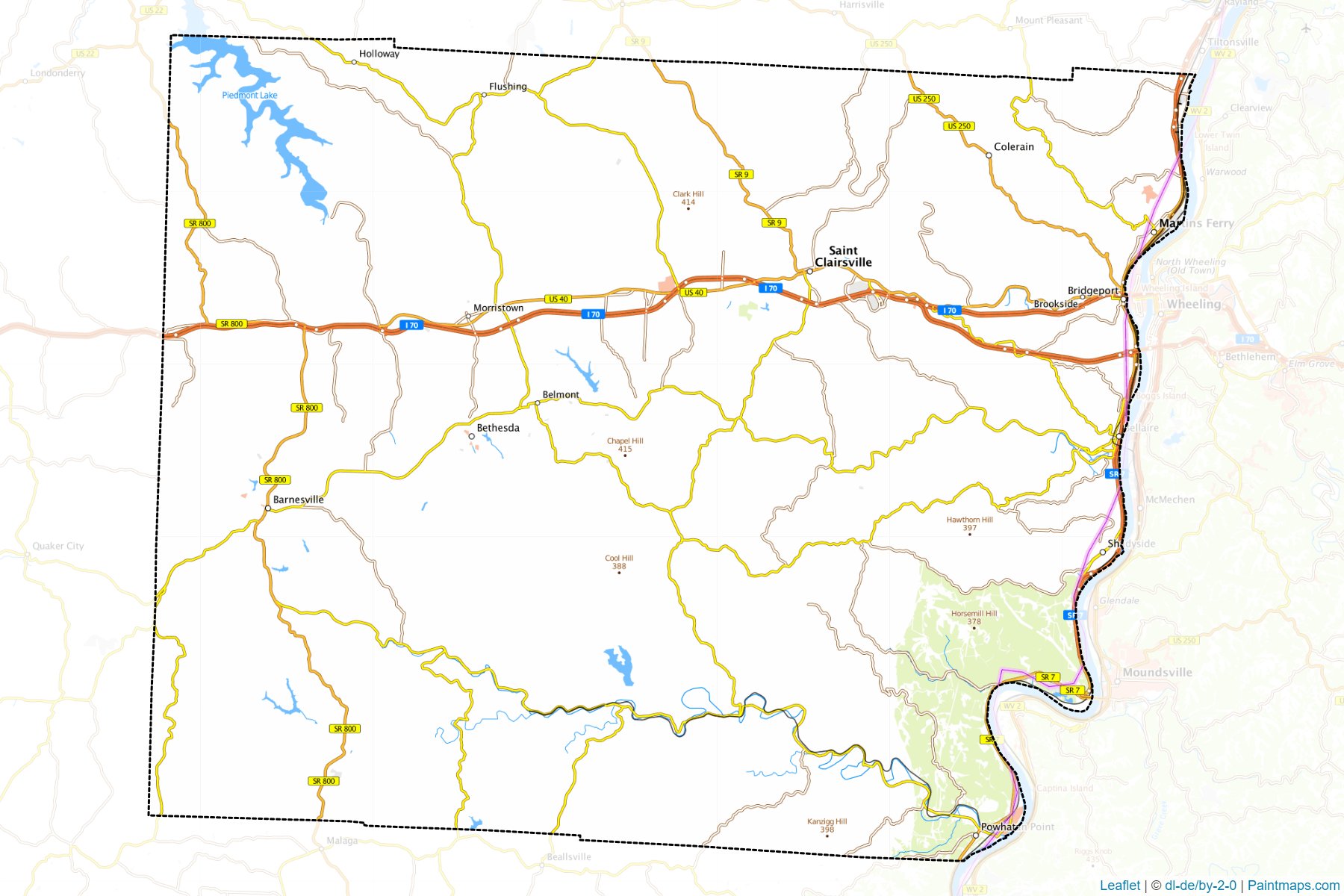 Belmont County (Ohio) Haritası Örnekleri-1