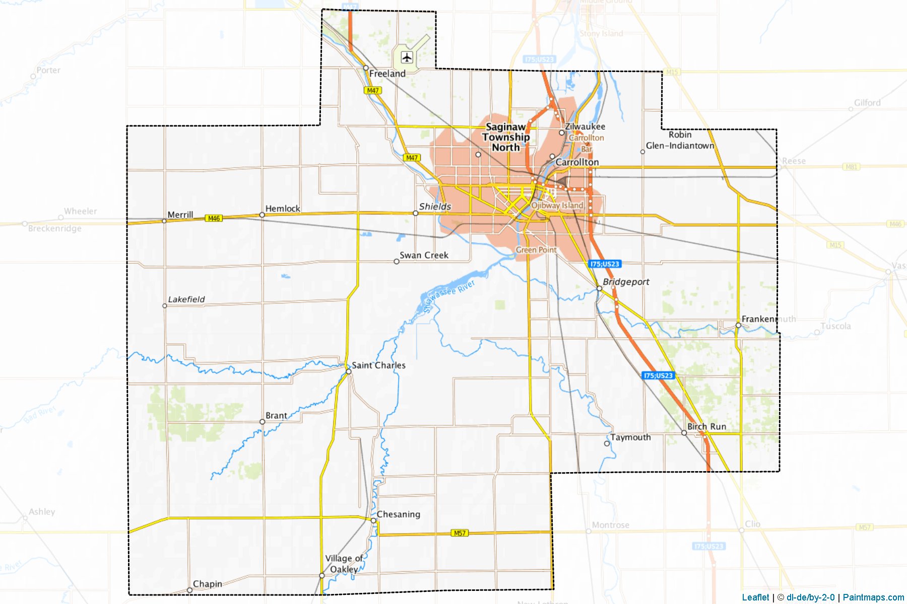 Muestras de recorte de mapas Saginaw (Michigan)-1