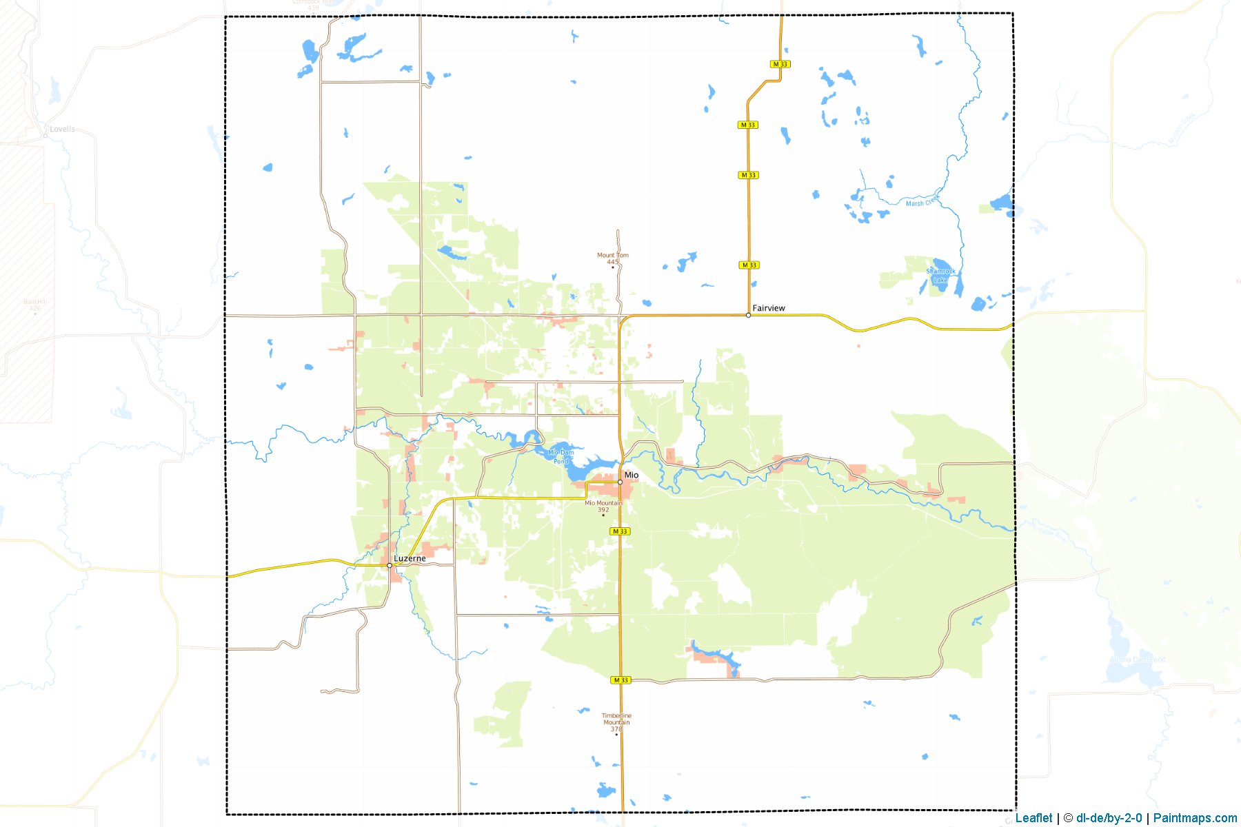 Muestras de recorte de mapas Oscoda (Michigan)-1