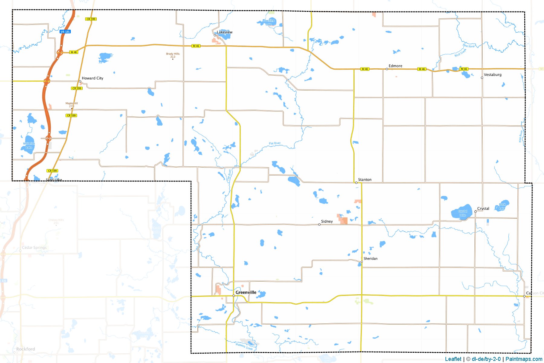 Muestras de recorte de mapas Montcalm (Michigan)-1