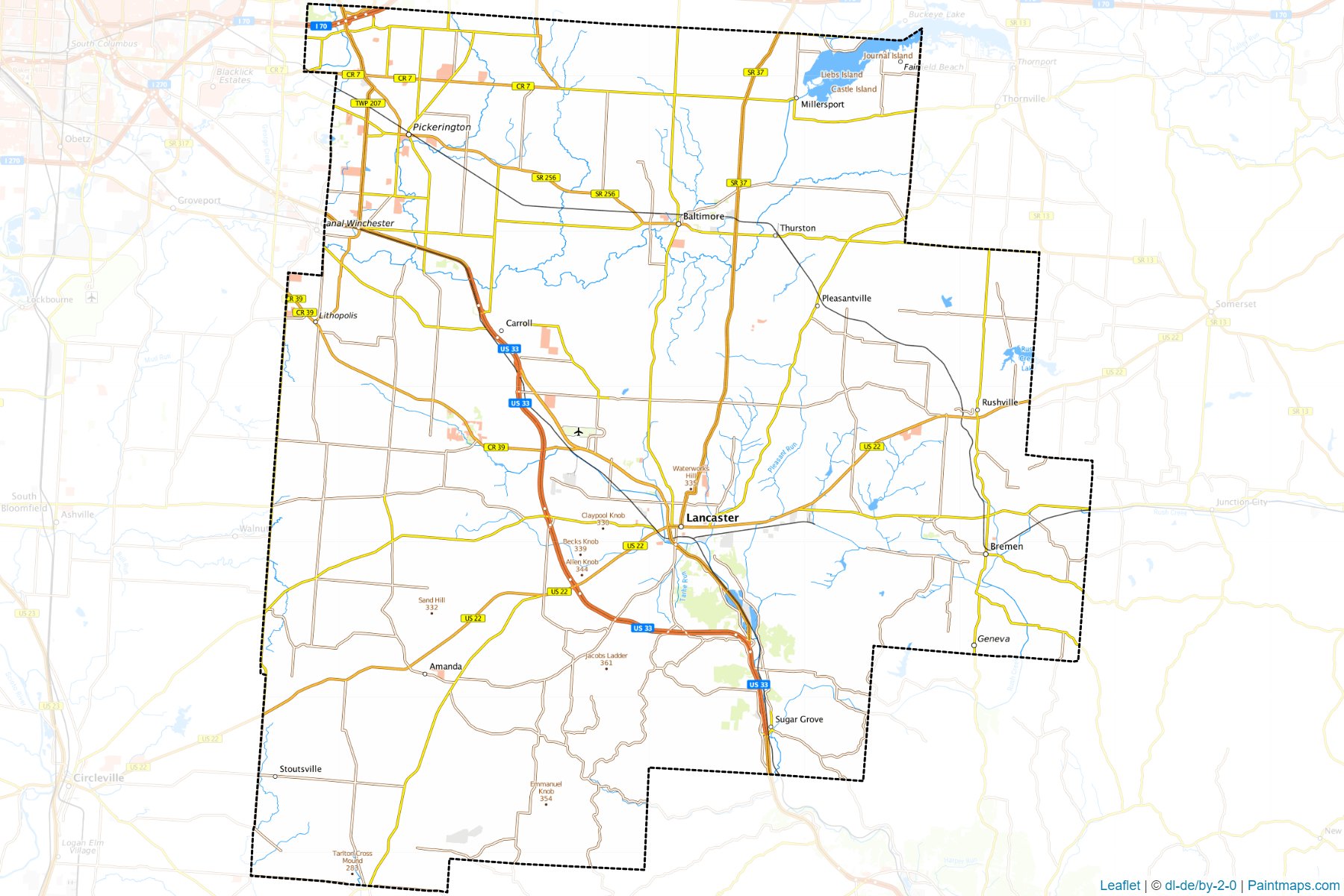 Muestras de recorte de mapas Fairfield (Ohio)-1