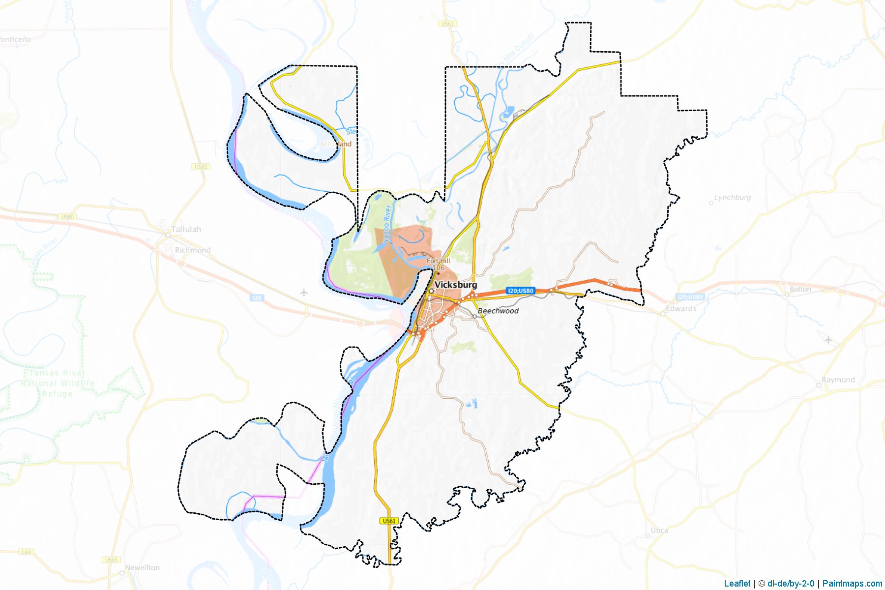 Muestras de recorte de mapas Warren (Mississippi)-1