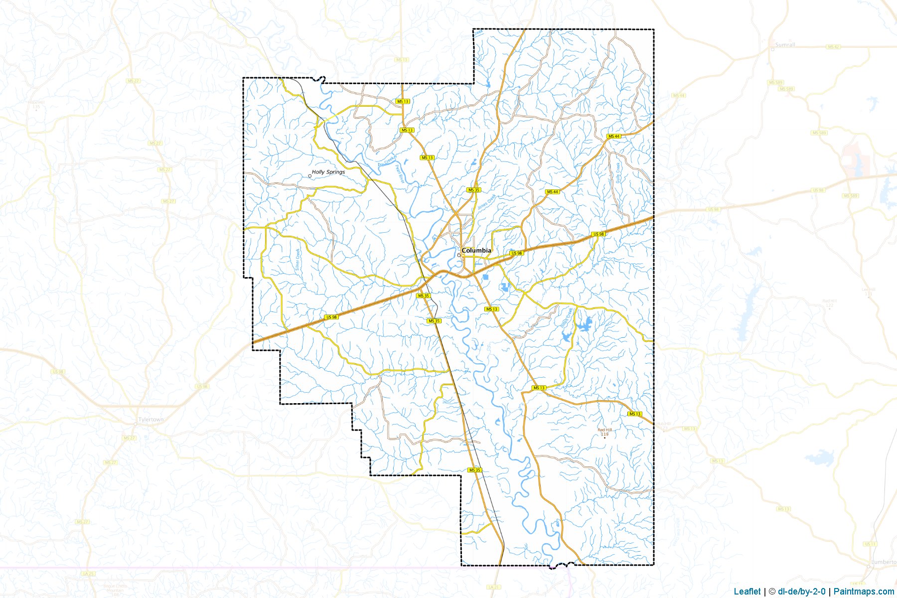 Marion County (Mississippi) Haritası Örnekleri-1