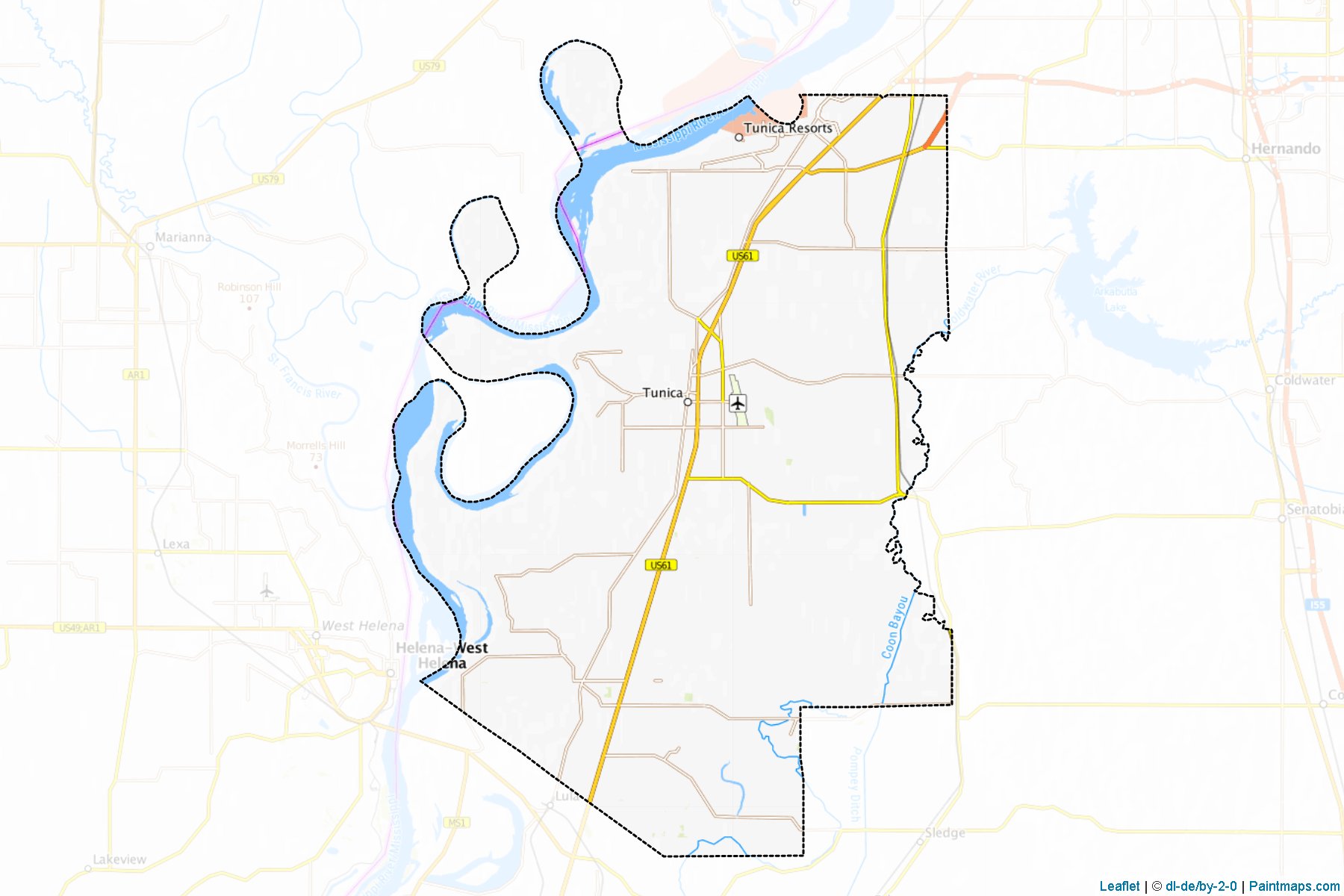 Muestras de recorte de mapas Tunica (Mississippi)-1