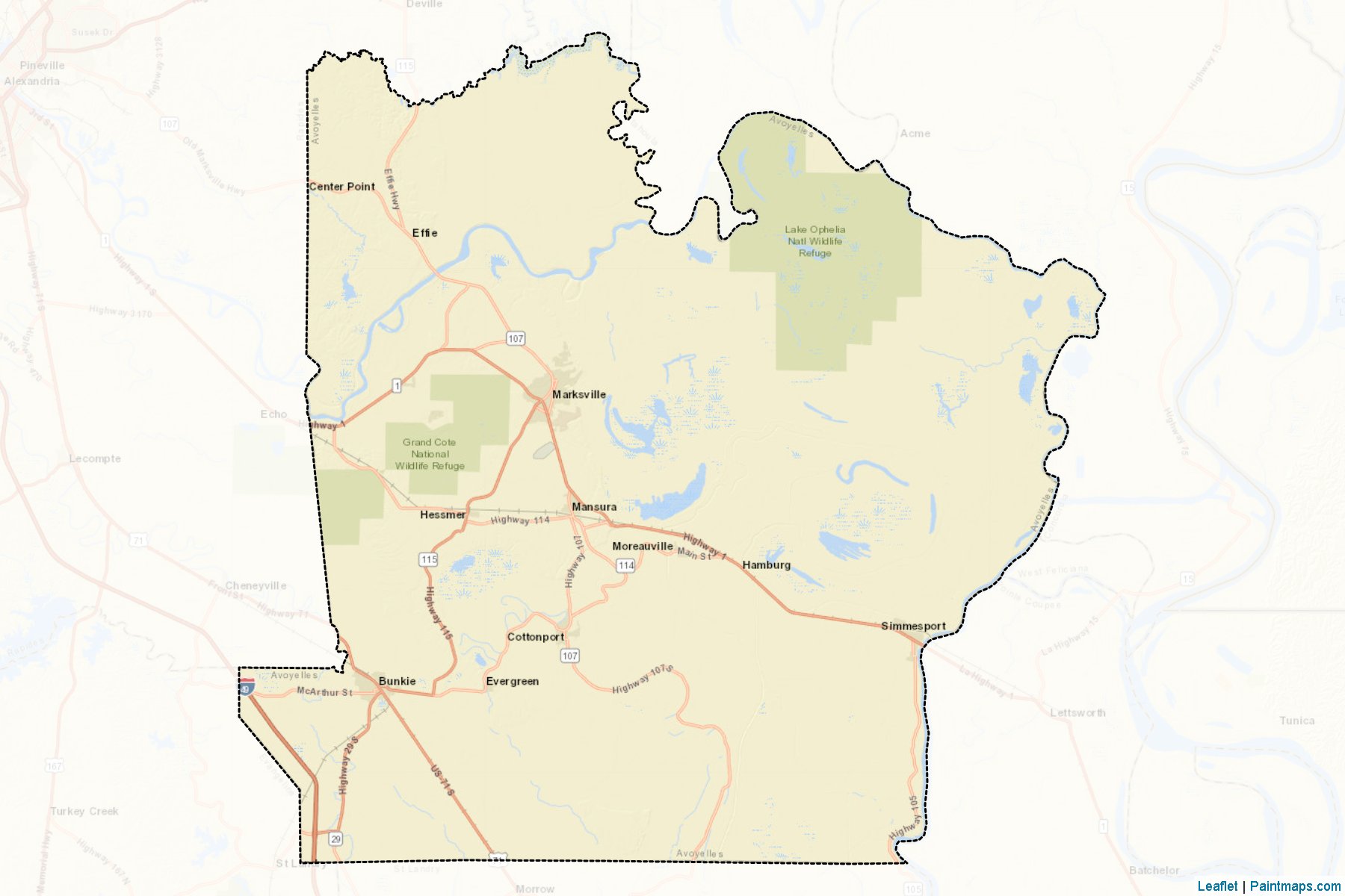 Avoyelles (Louisiana) Map Cropping Samples-2