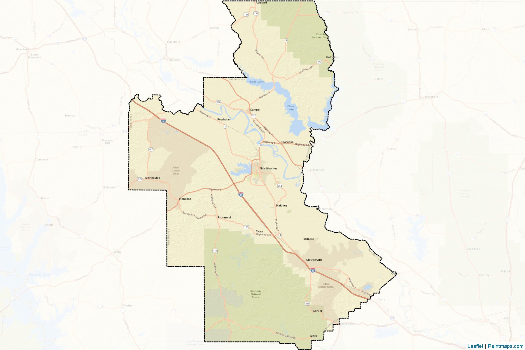 Muestras de recorte de mapas Natchitoches (Louisiana)-2