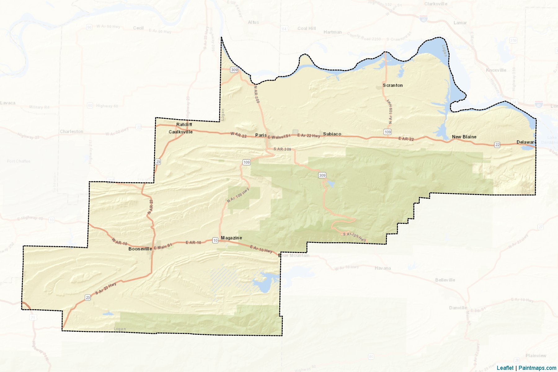 Muestras de recorte de mapas Logan (Arkansas)-2