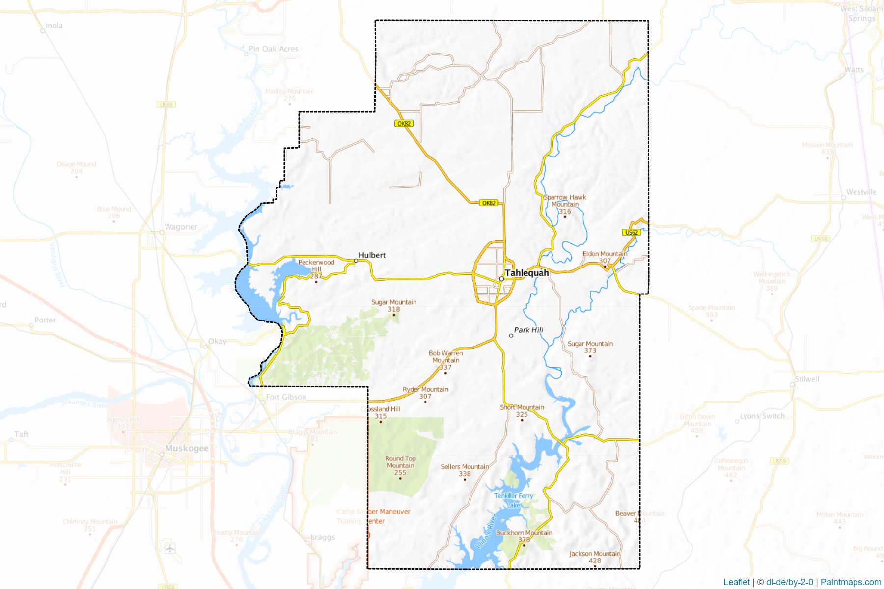 Cherokee County (Oklahoma) Haritası Örnekleri-1