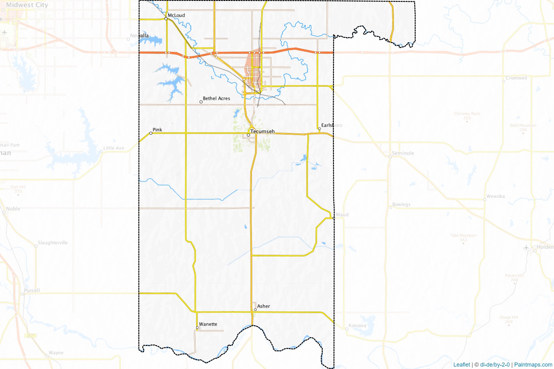 Muestras de recorte de mapas Pottawatomie (Oklahoma)-1