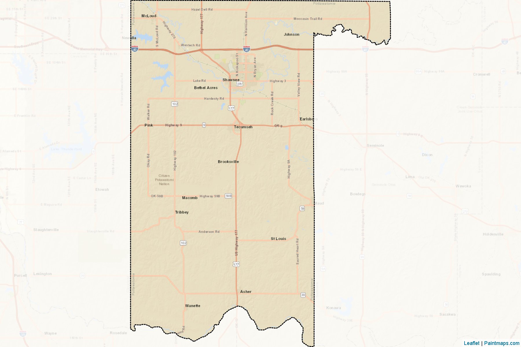 Muestras de recorte de mapas Pottawatomie (Oklahoma)-2