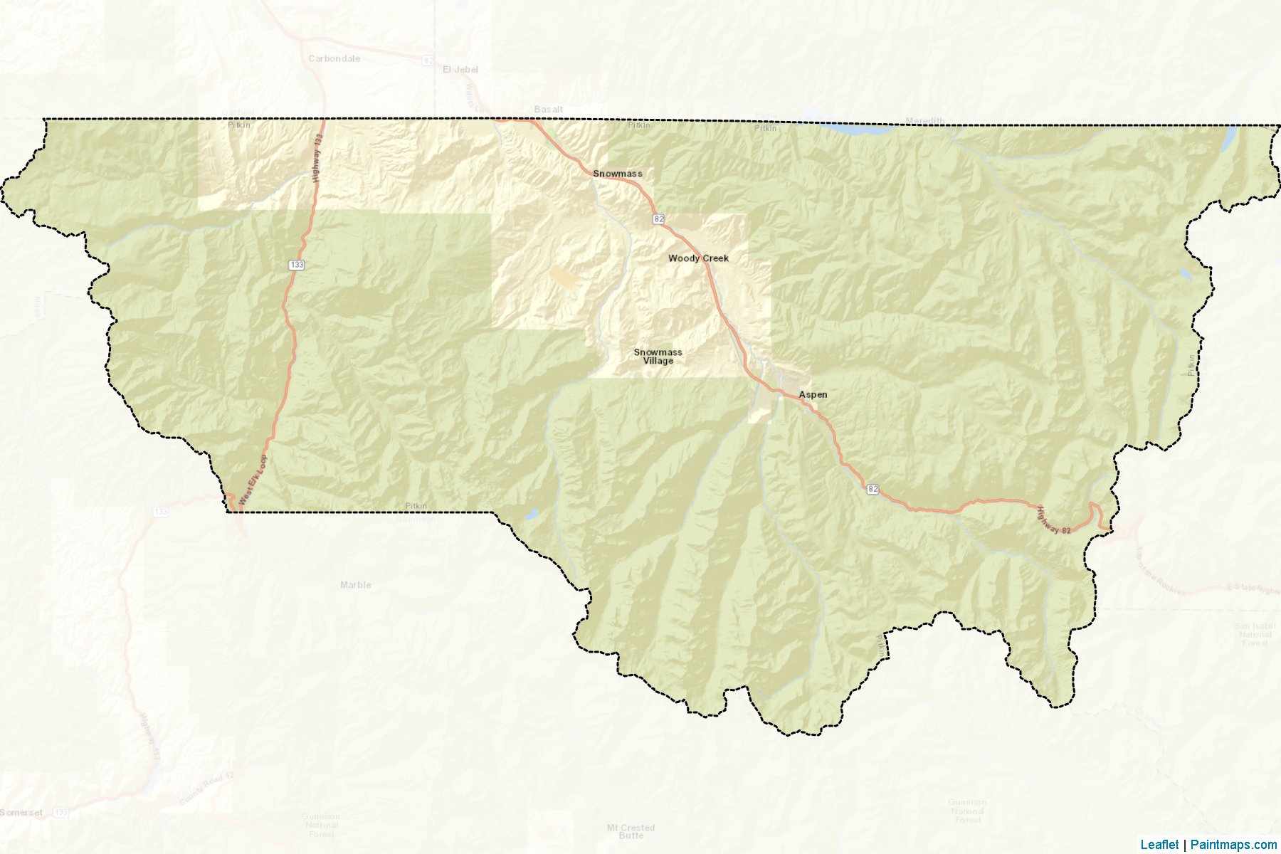 Muestras de recorte de mapas Pitkin (Colorado)-2