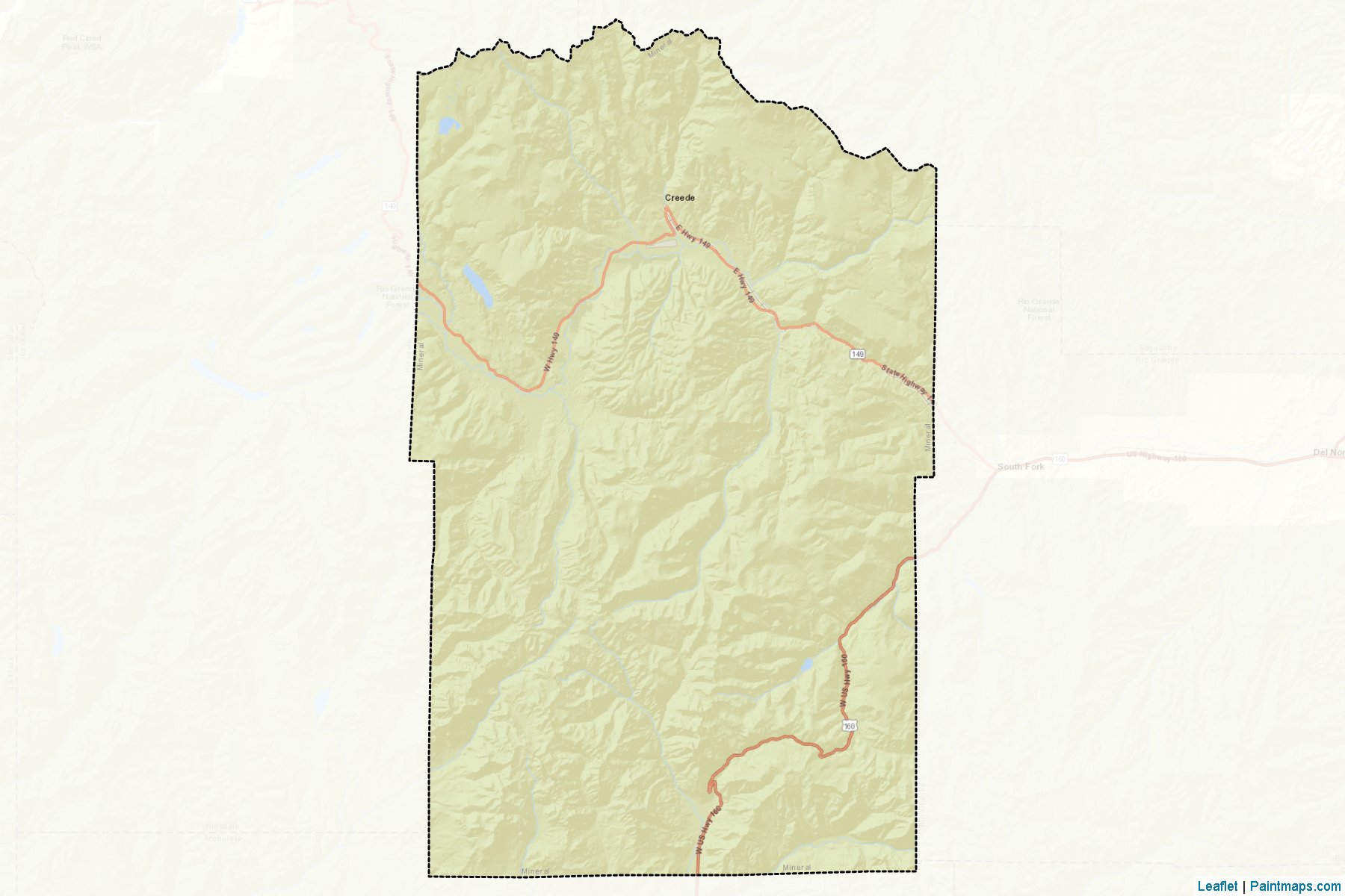 Muestras de recorte de mapas Mineral (Colorado)-2