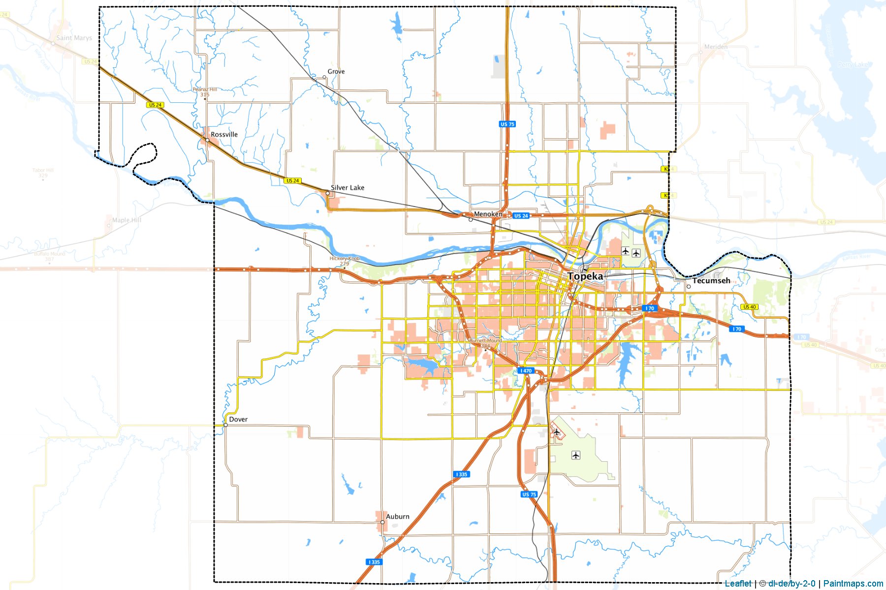 Shawnee County (Kansas) Haritası Örnekleri-1