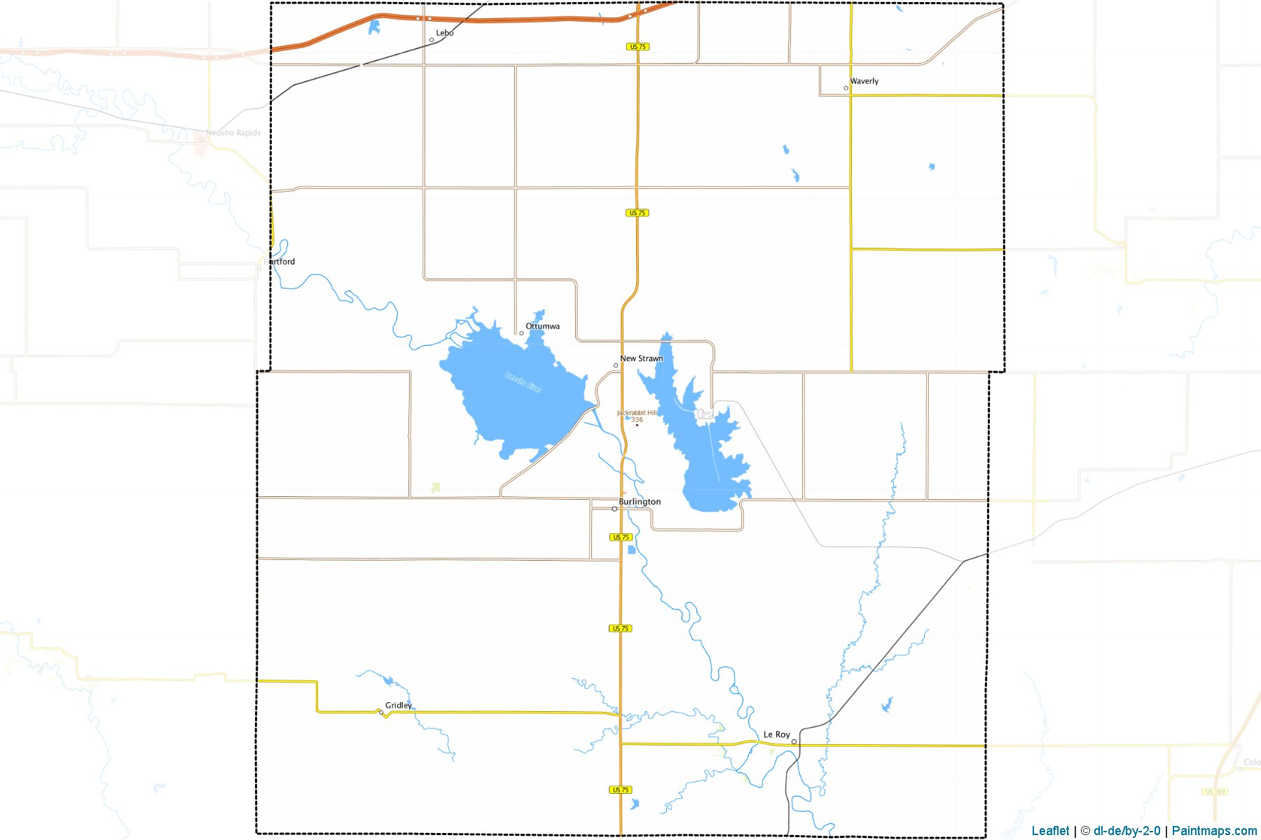 Muestras de recorte de mapas Coffey (Kansas)-1