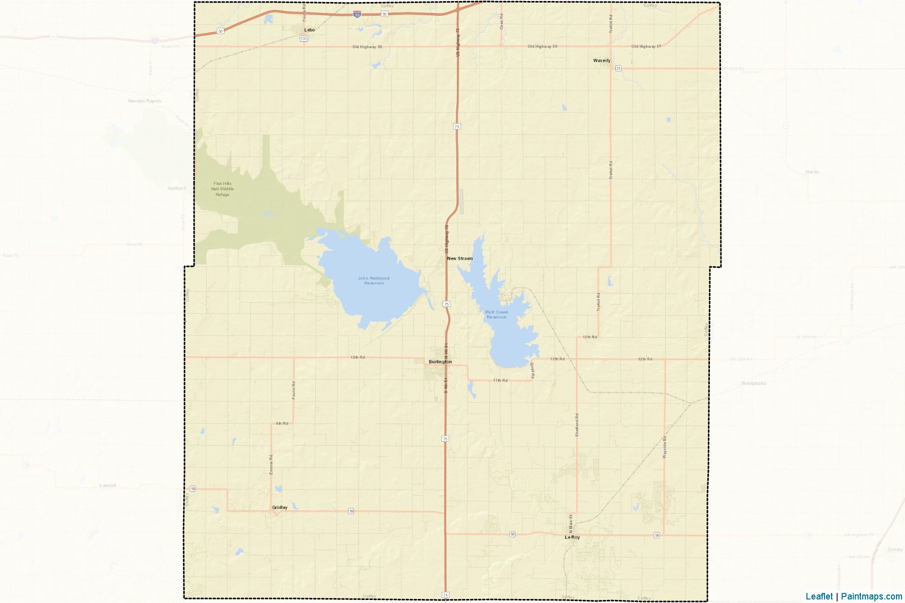 Muestras de recorte de mapas Coffey (Kansas)-2