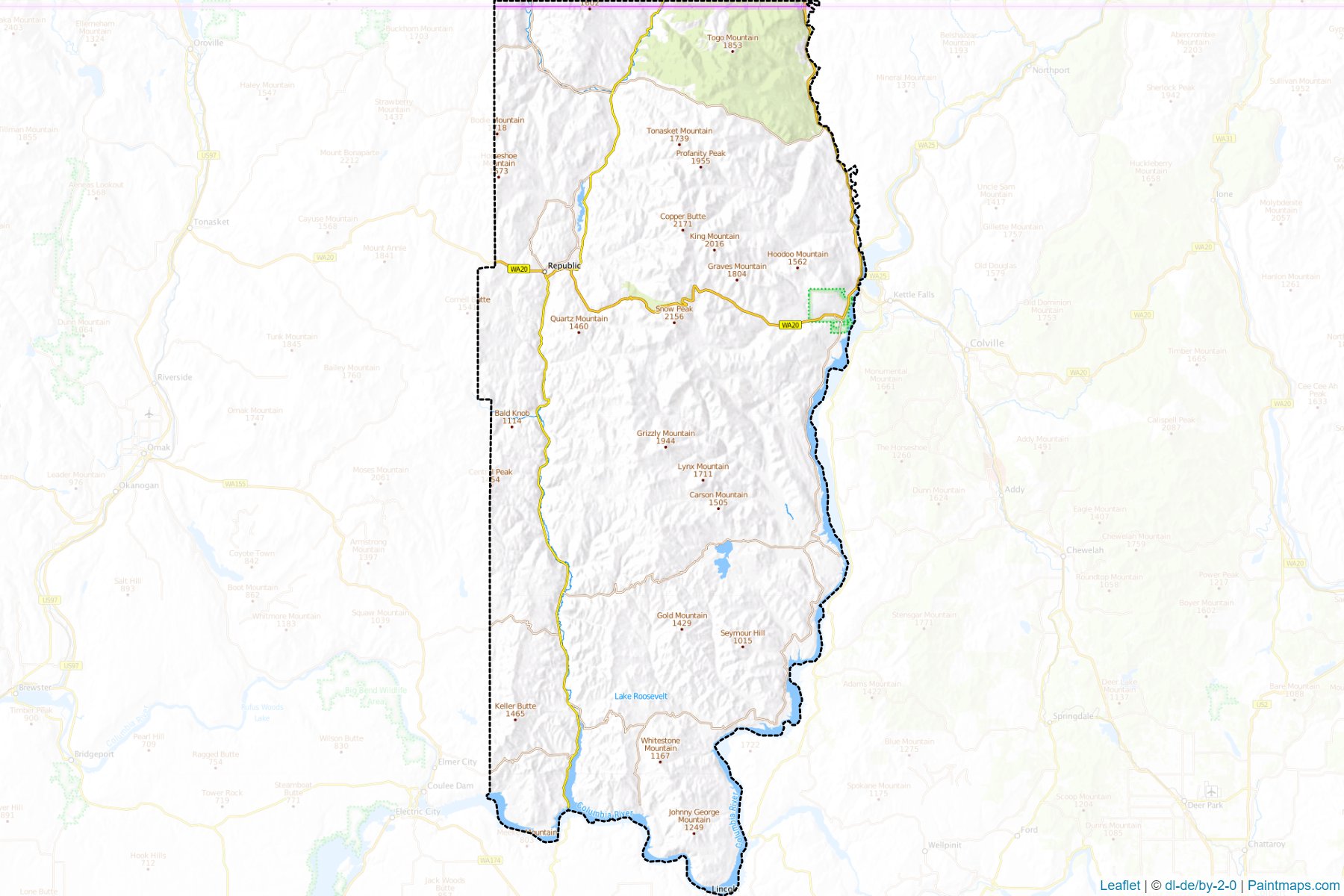 Muestras de recorte de mapas Ferry (Washington)-1