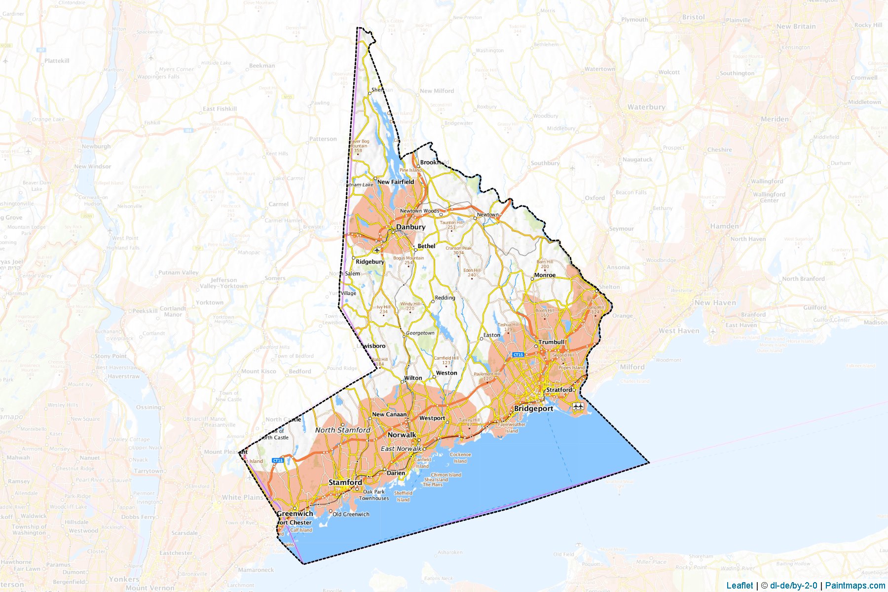 Muestras de recorte de mapas Fairfield (Connecticut)-1