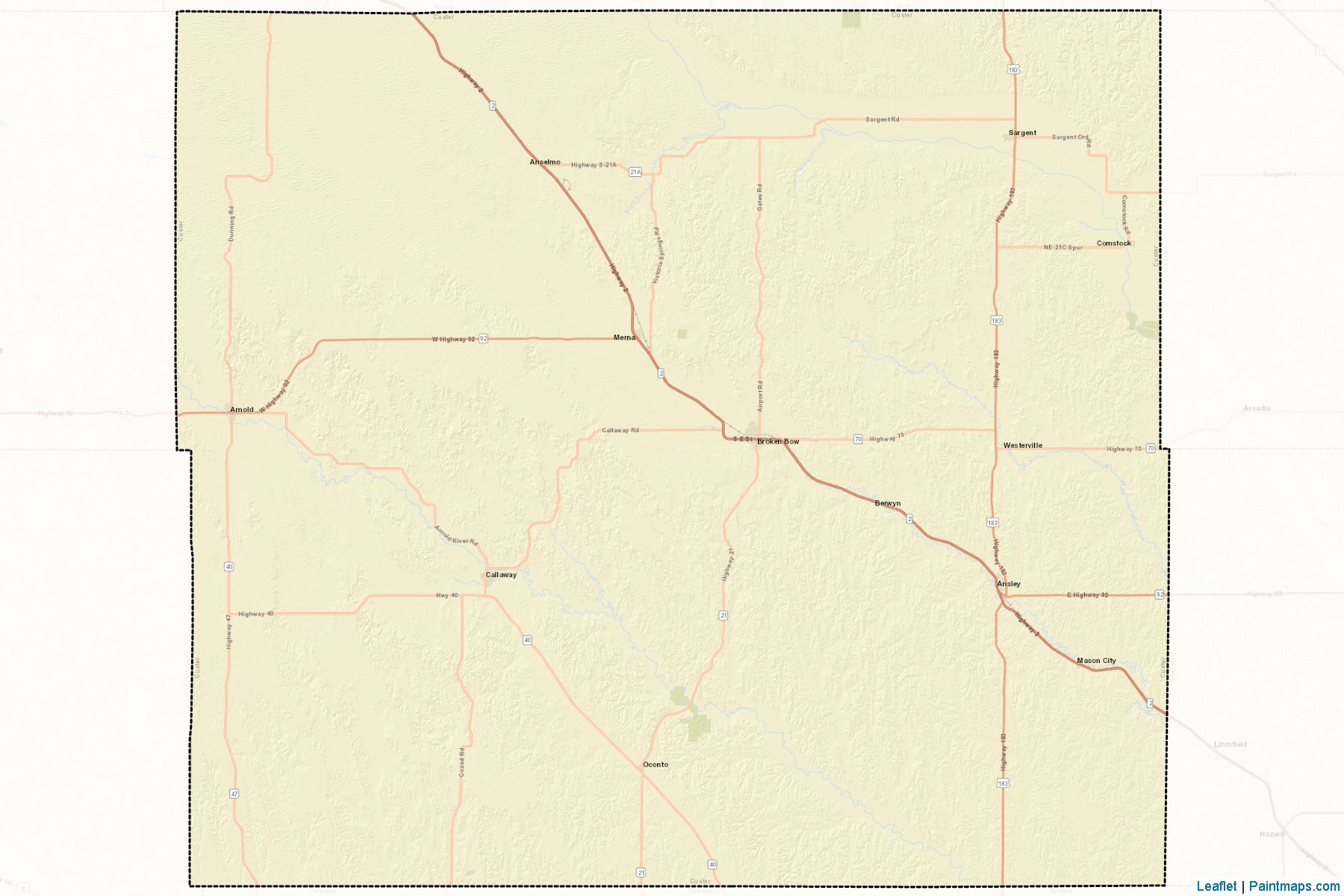 Muestras de recorte de mapas Custer (Nebraska)-2