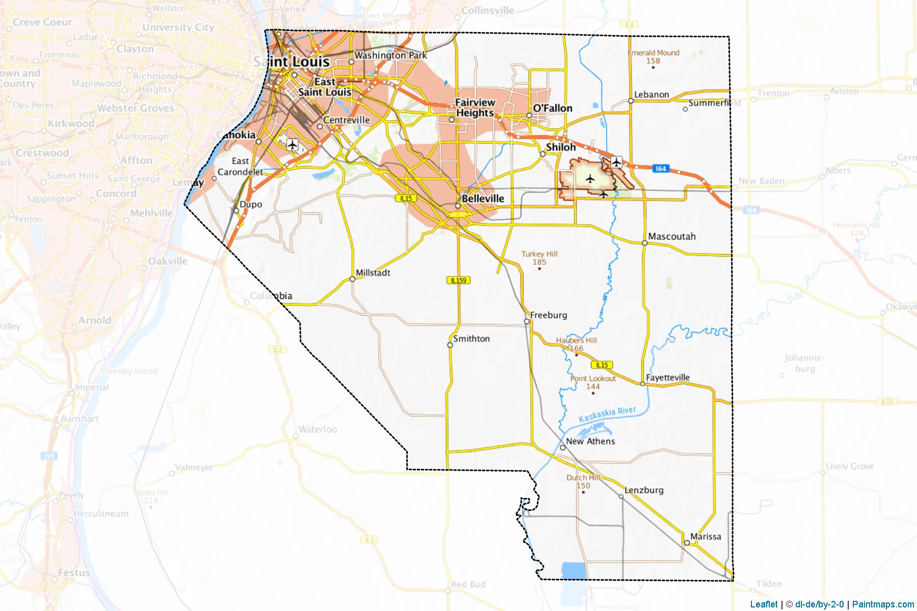 St. Clair County (Illinois) Haritası Örnekleri-1