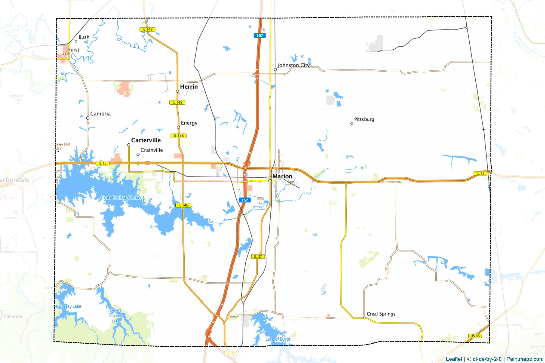 Muestras de recorte de mapas Williamson (Illinois)-1