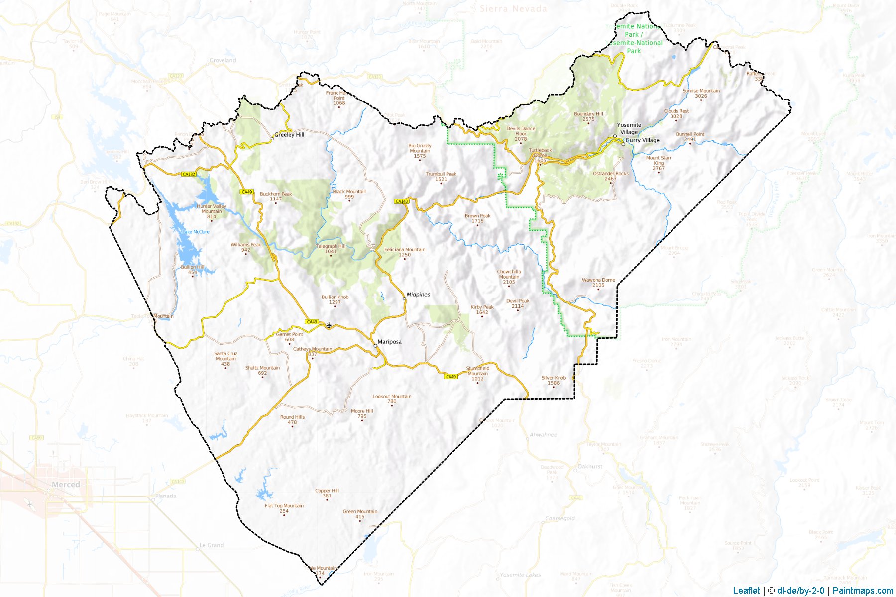 Muestras de recorte de mapas Mariposa (California)-1